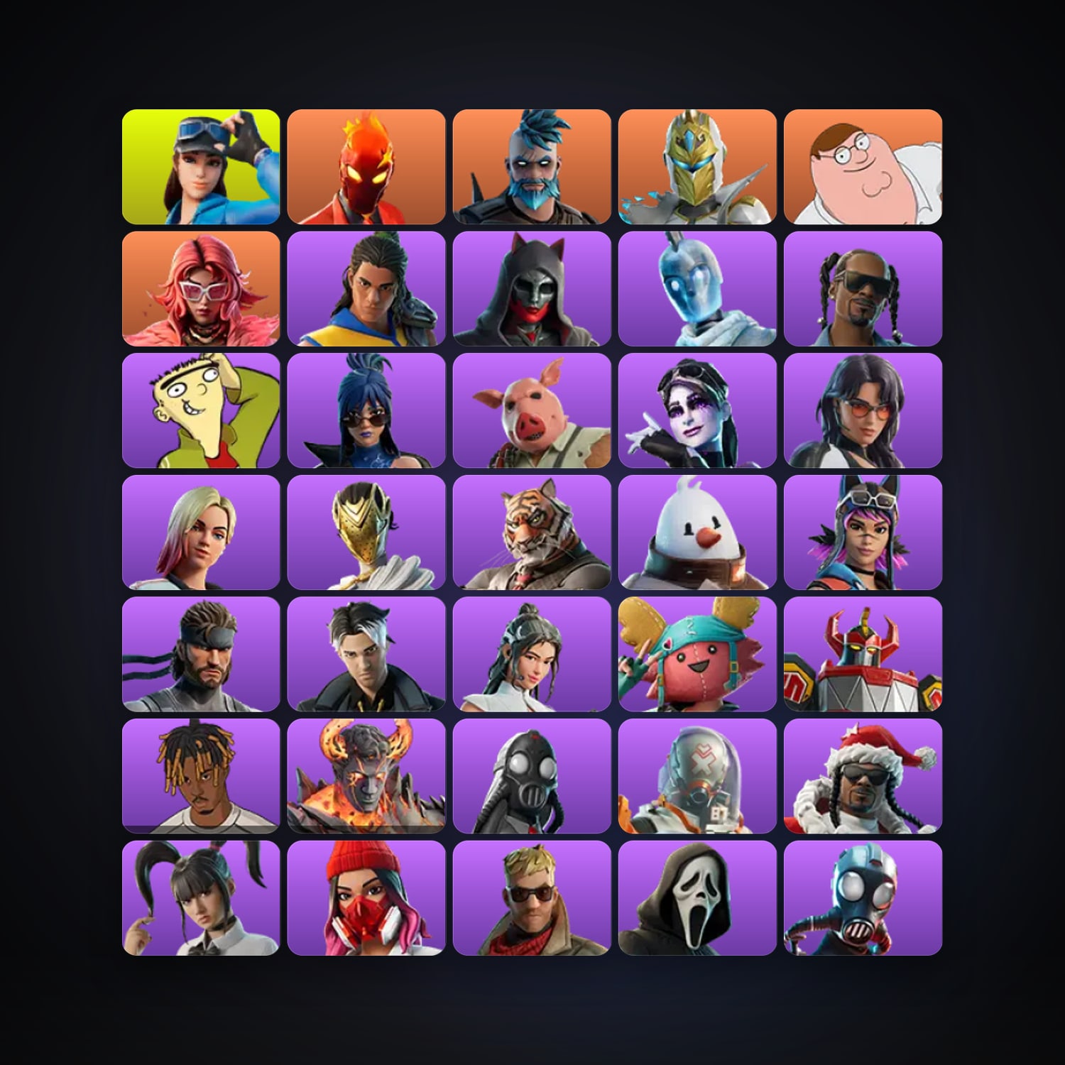 Fortnite locker — 49 skins — 350 V-Bucks — lvl 1096 — HabibiAccounts