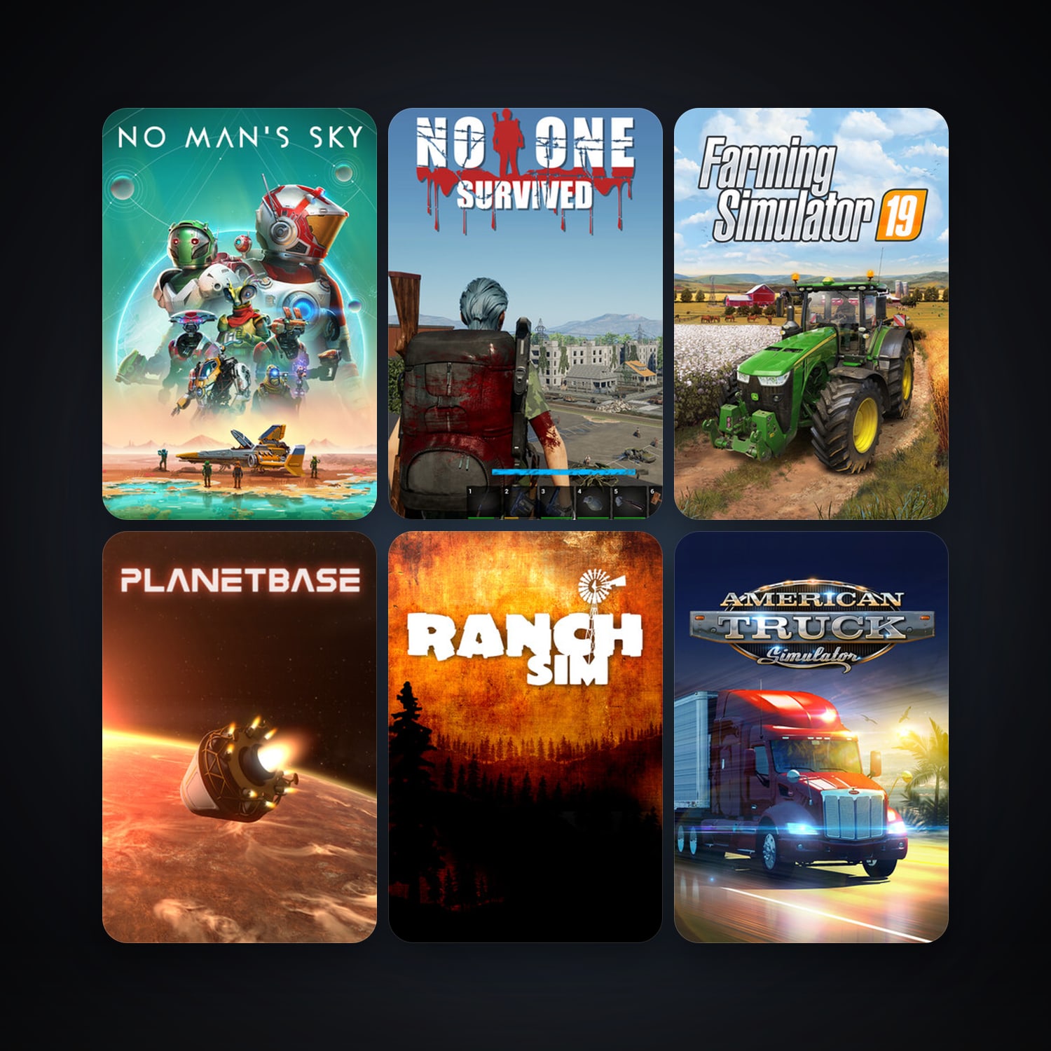 American Truck Simulator + No Man's Sky, 77 games, clean — HabibiAccounts