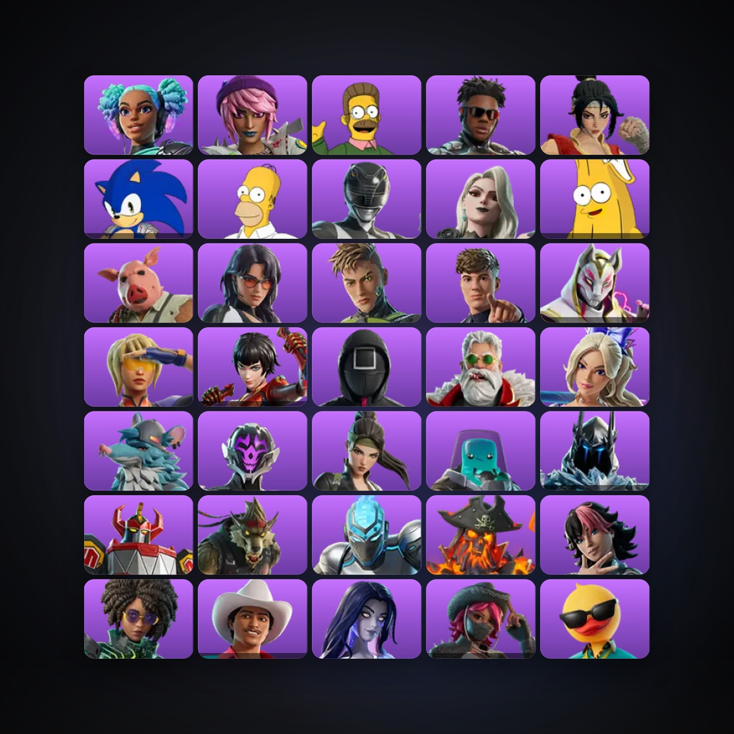 Fortnite locker — 128 skins — 1.1K V-Bucks — lvl 1280 — HabibiAccounts