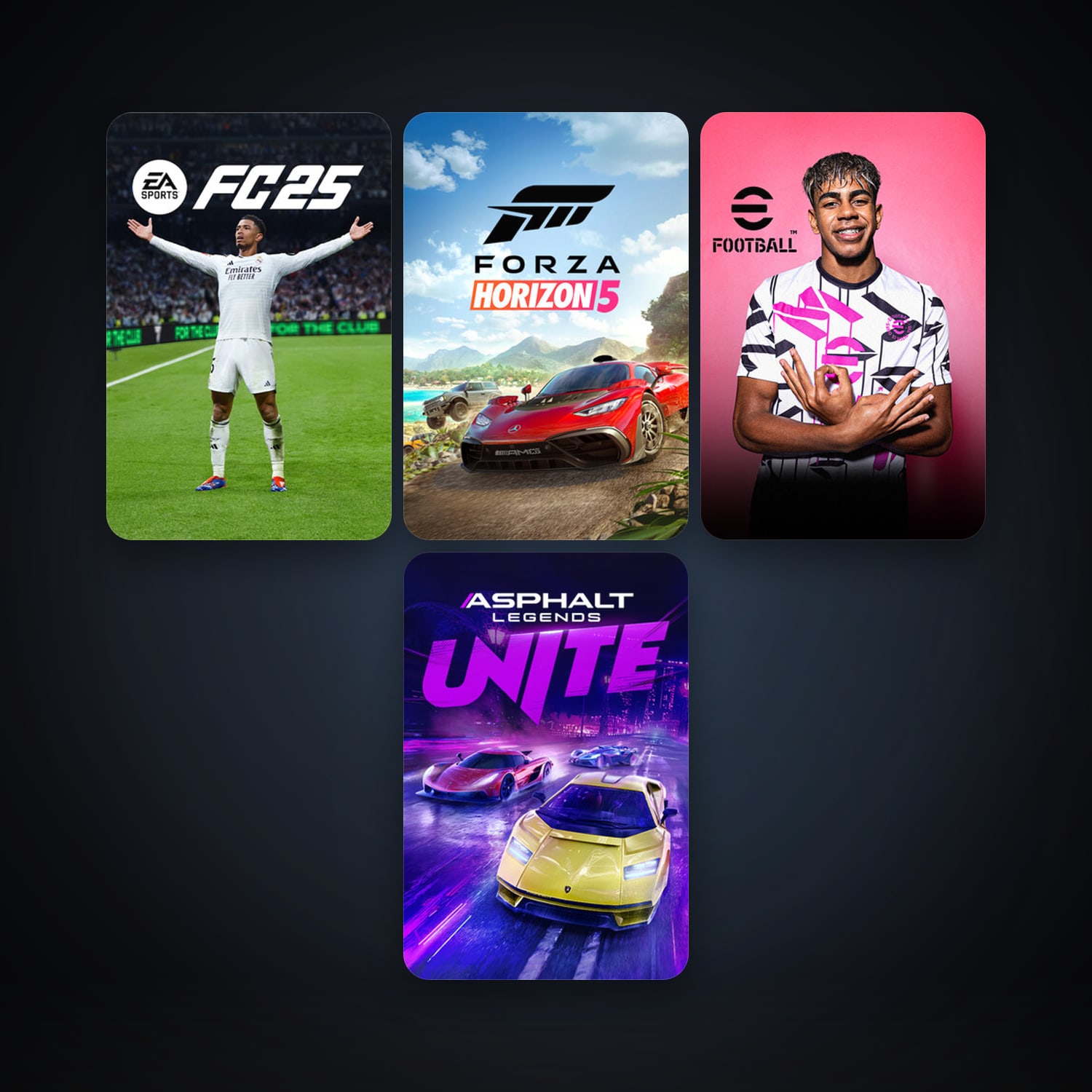 Forza Horizon 5 + eFootball 2024, 6 games, clean — HabibiAccounts
