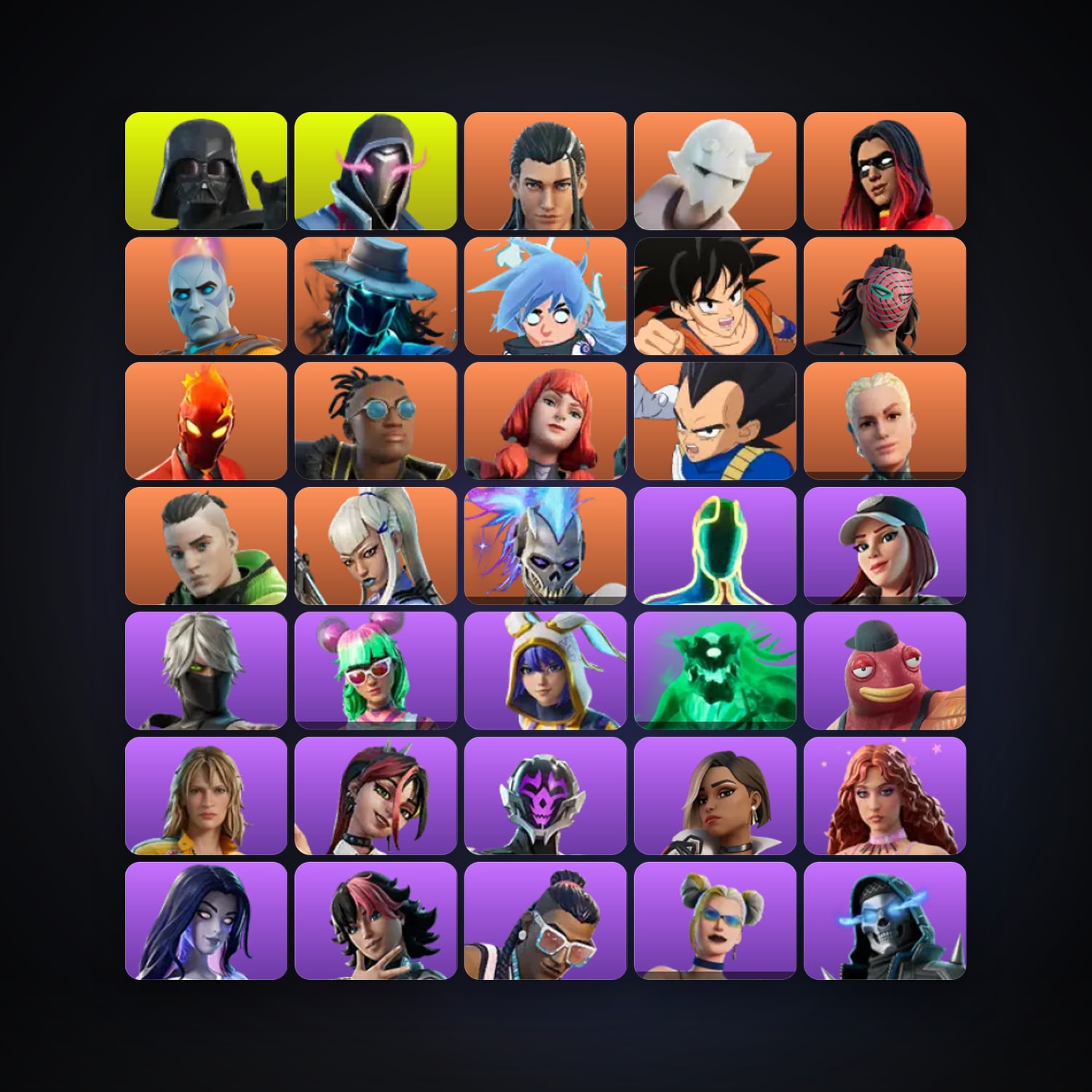 Fortnite locker — 174 skins — 800 V-Bucks — lvl 1967 — HabibiAccounts
