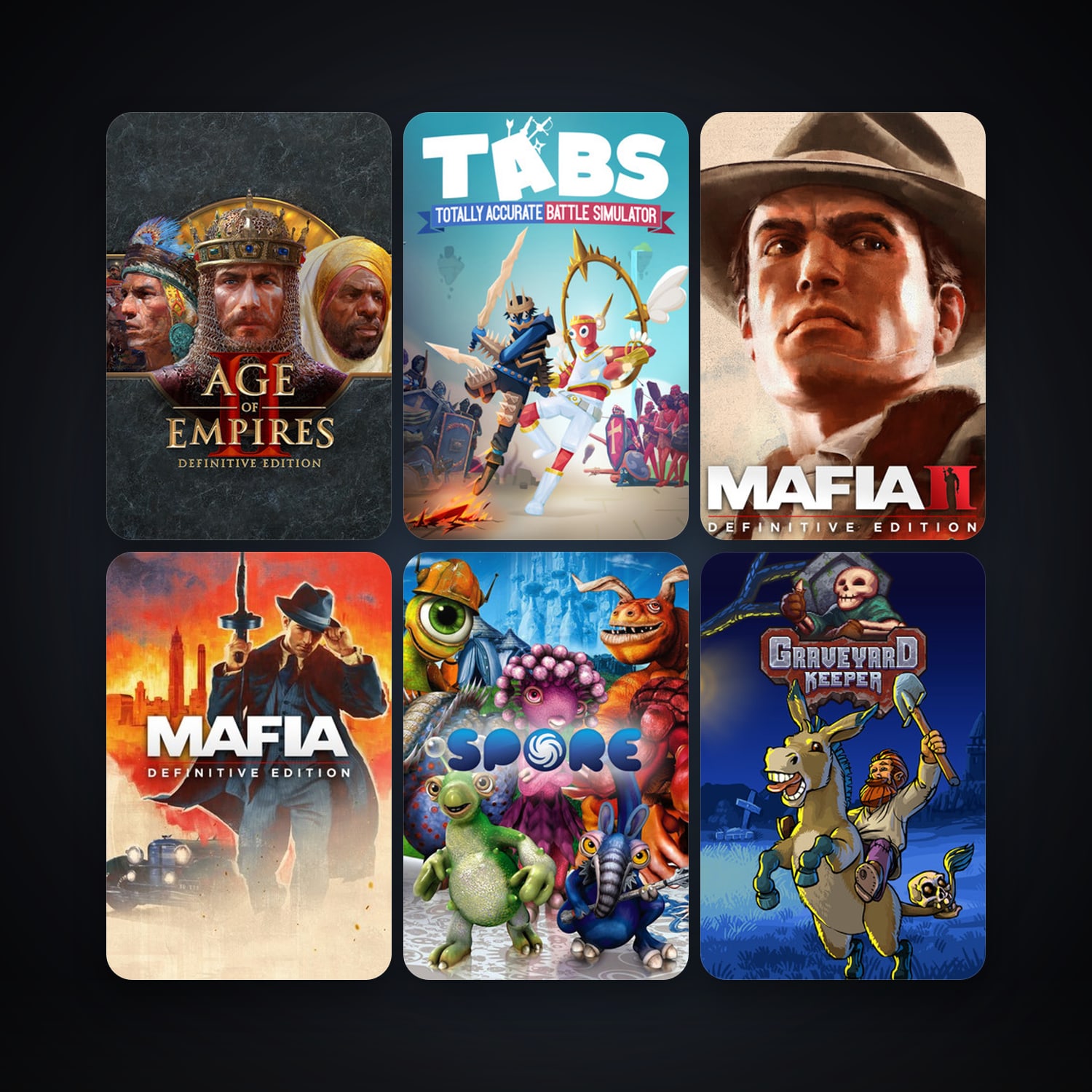 SPORE + Mafia II, 51 games, clean — HabibiAccounts