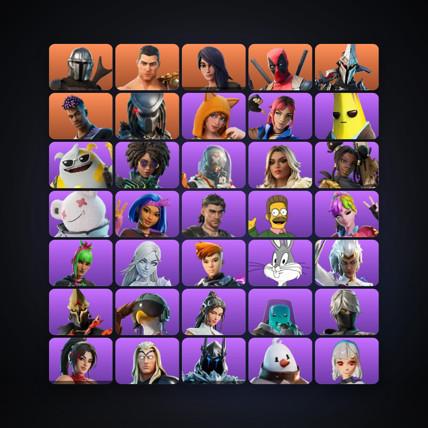 Fortnite locker — 129 skins — 3.6K V-Bucks — lvl 1801 — HabibiAccounts