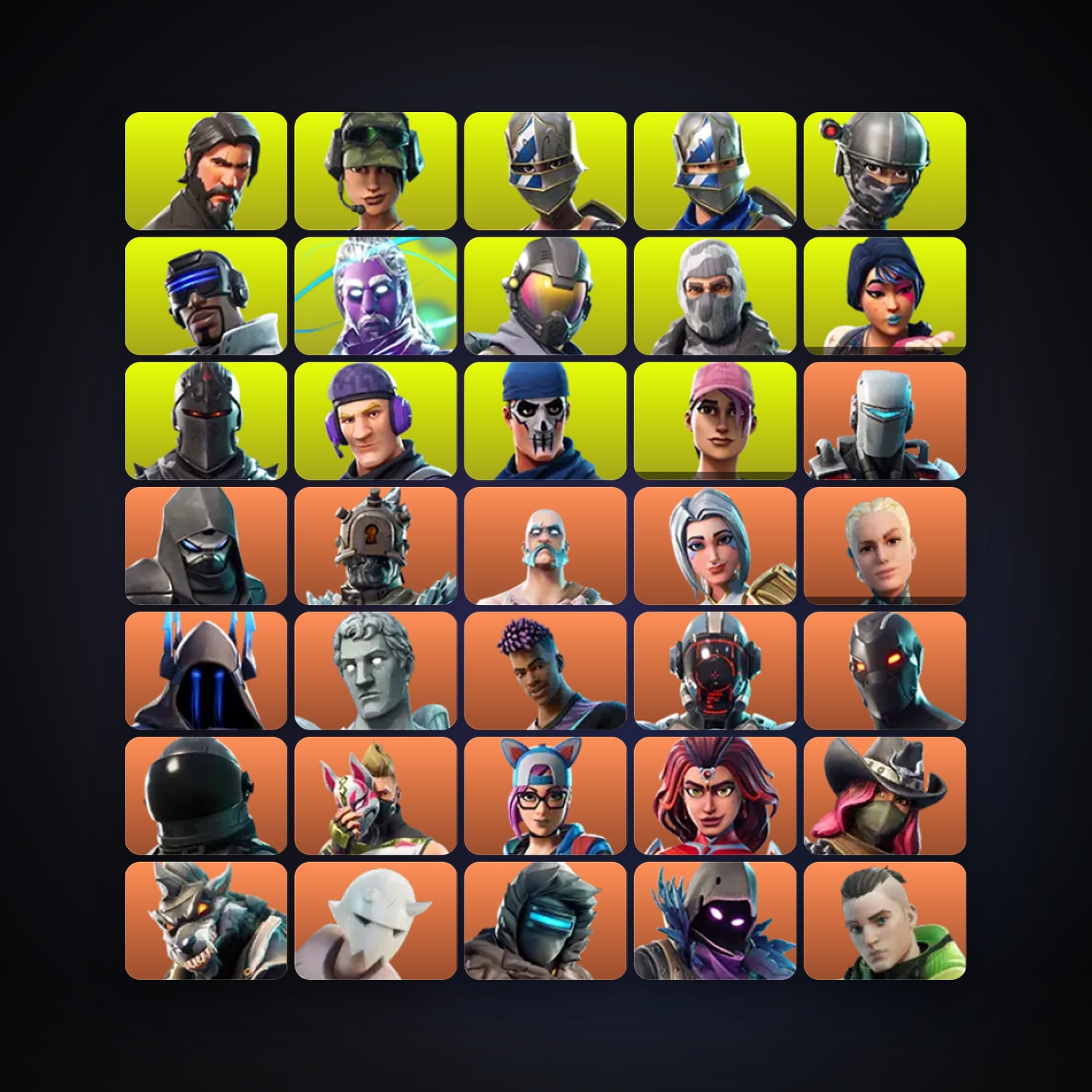 هالحساب فورتنايت A.I.M. وEnforcer، اللوكر مليان 144 سكن، 100 فيبوكس، لفل 1365، 452 فوز — HabibiAccounts