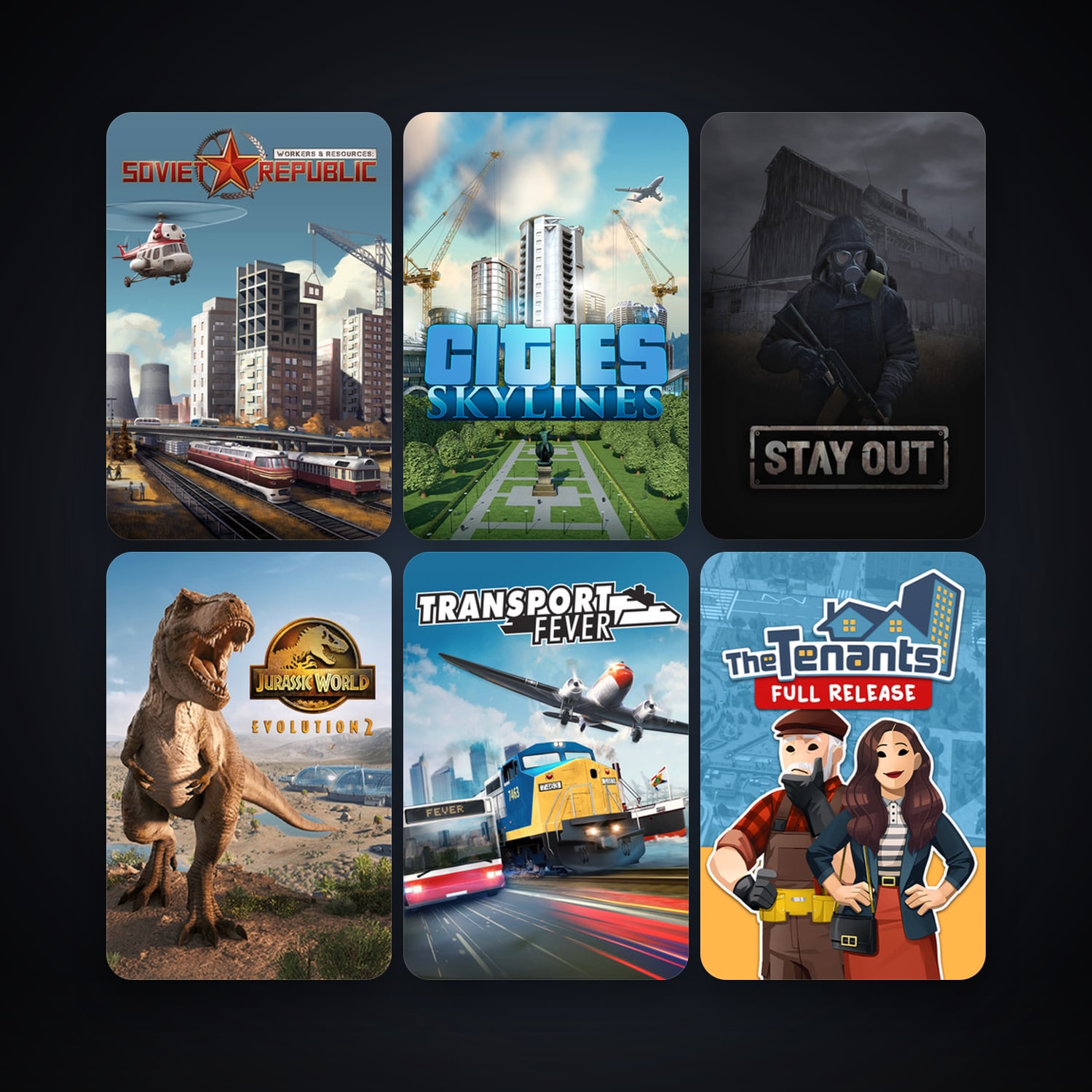 Cities: Skylines + Transport Fever, 16 games, clean — HabibiAccounts