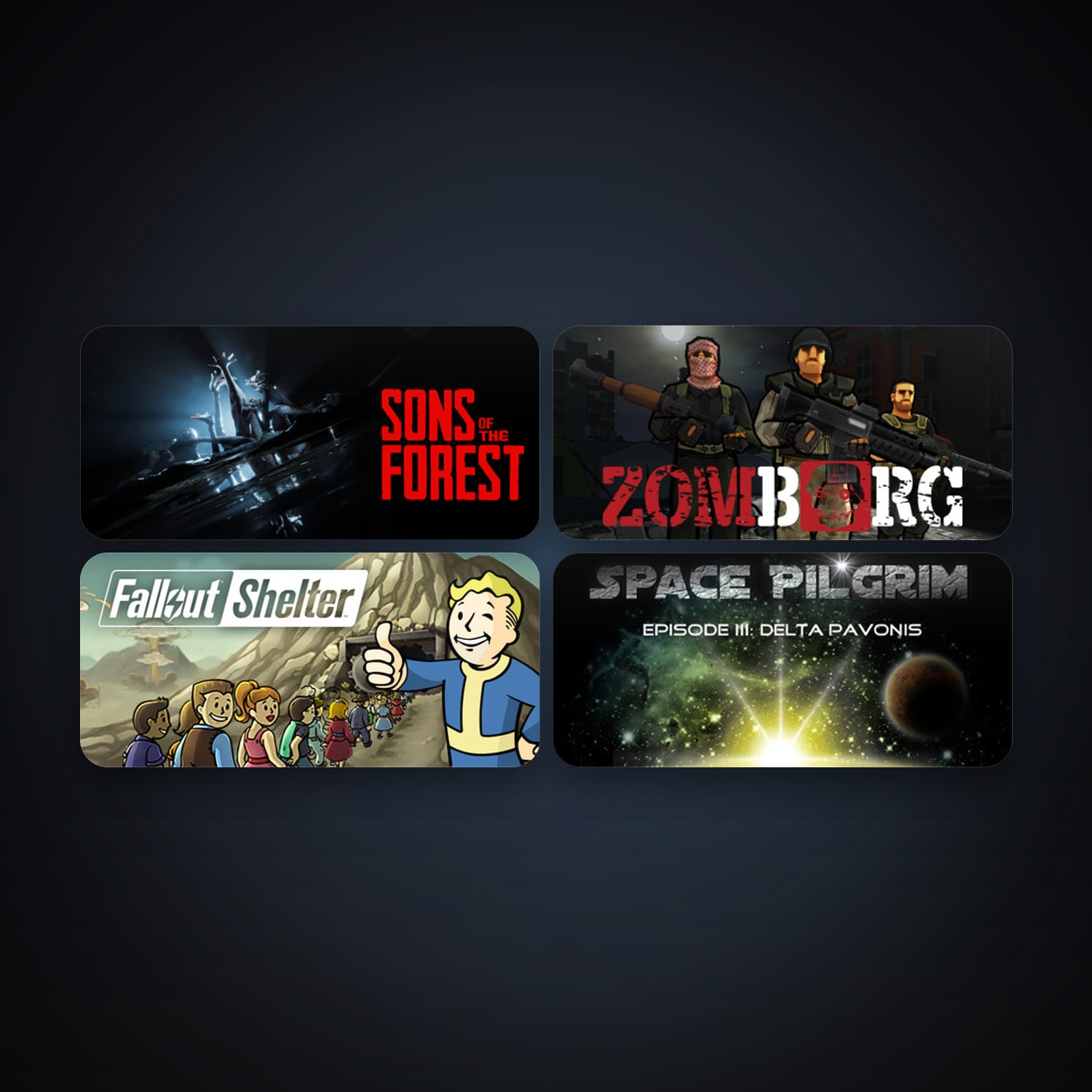 Space Pilgrim Episode III: Delta Pavonis + Fallout Shelter, 6 games, clean — HabibiAccounts