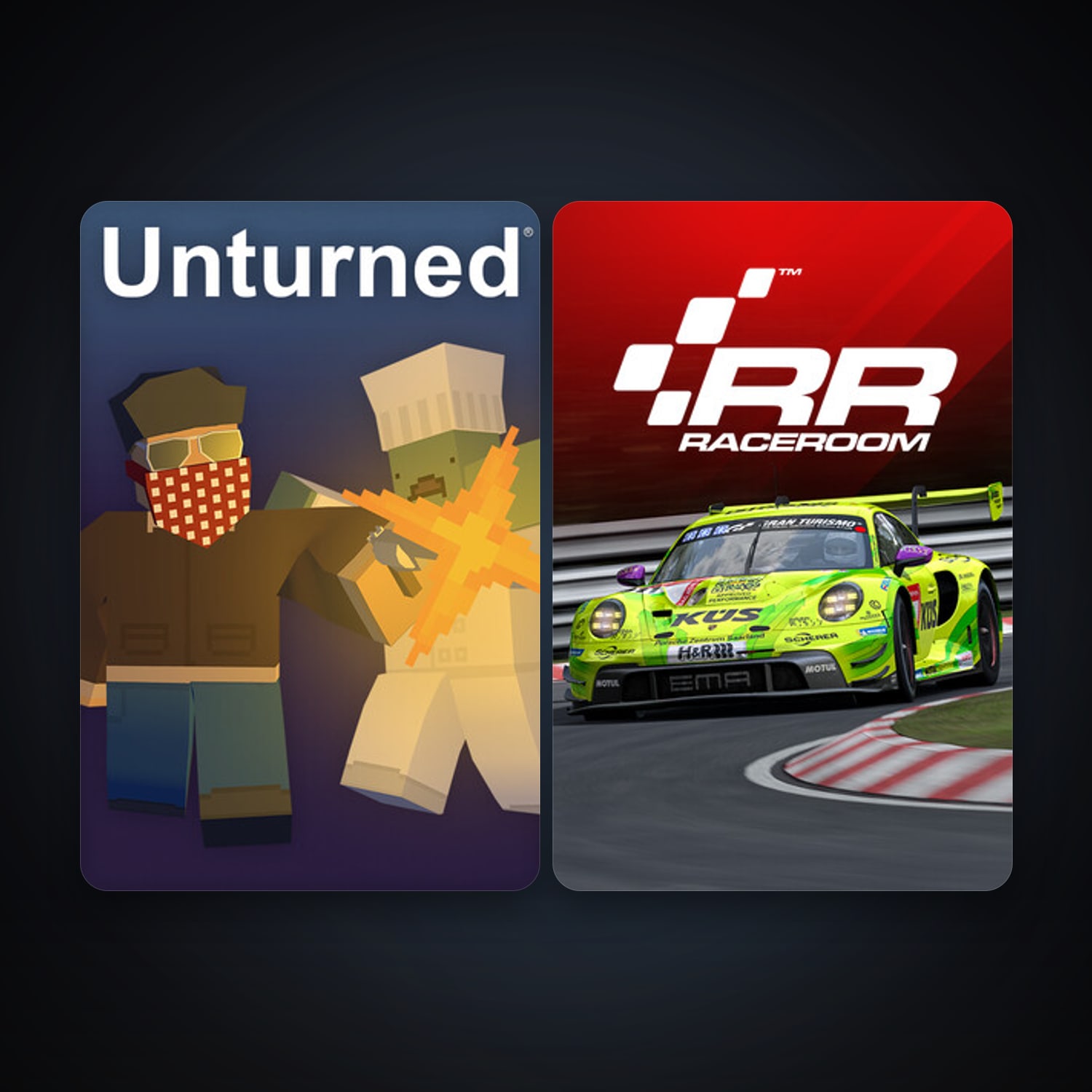 RaceRoom Racing Experience + Unturned, 2 games, clean — HabibiAccounts
