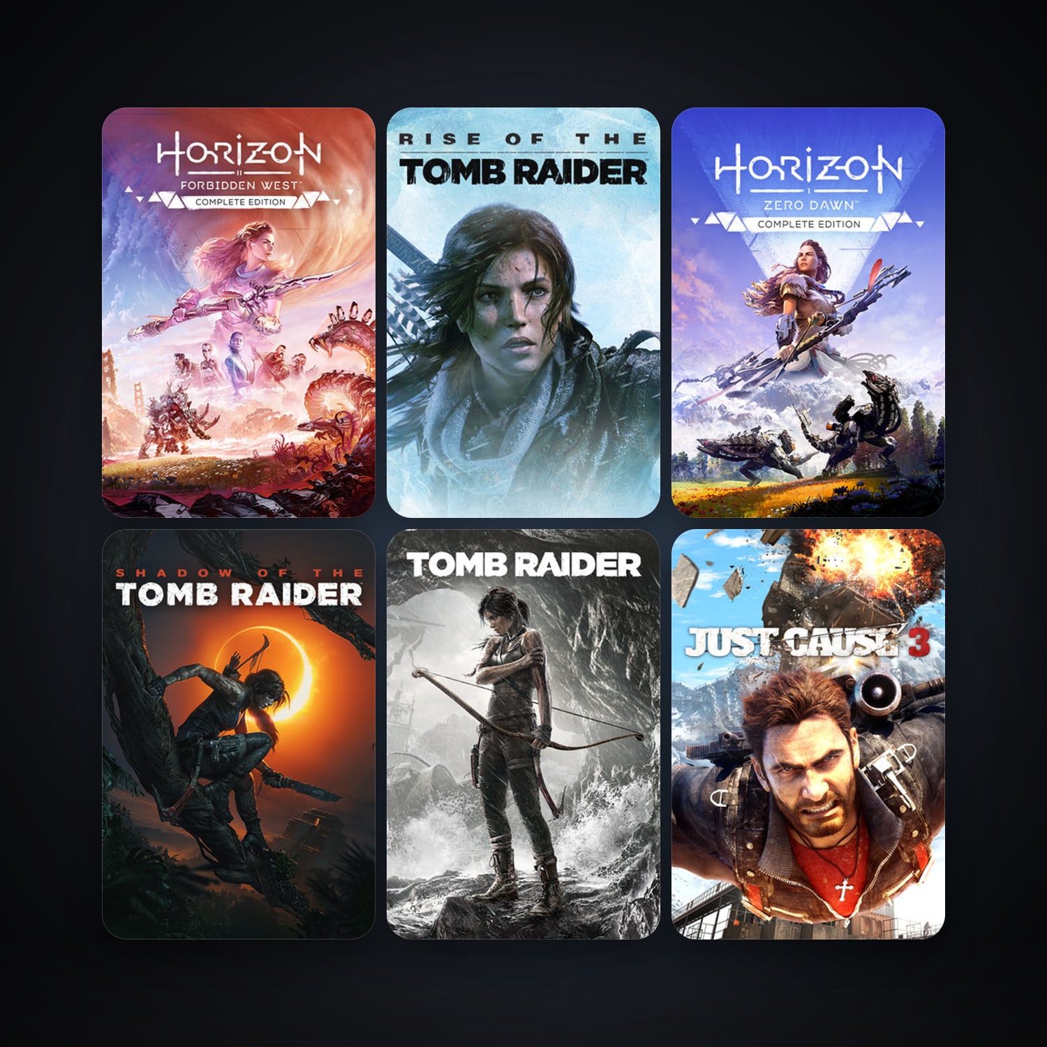 Tomb Raider: Underworld + Just Cause 2, 13 games, clean — HabibiAccounts