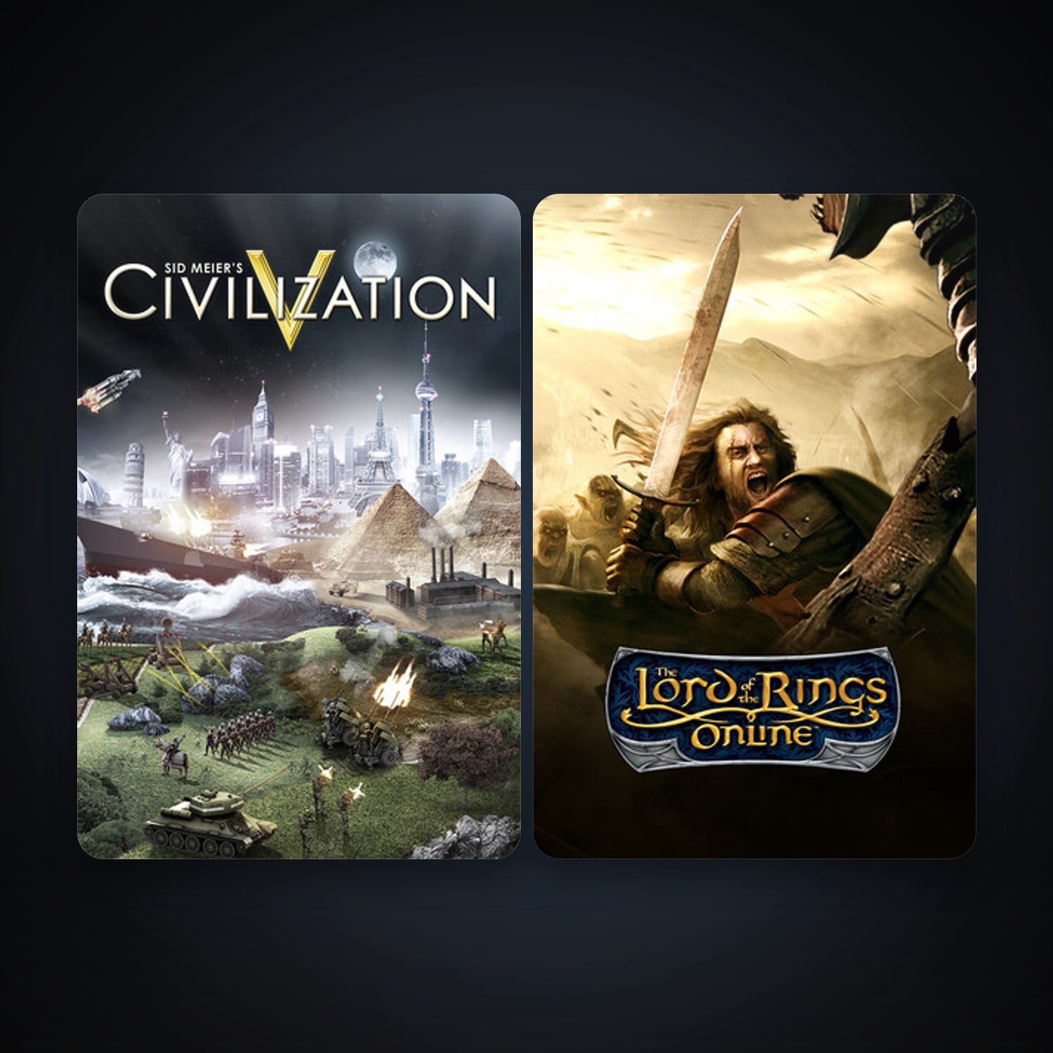 Sid Meier's Civilization V + The Lord of the Rings Online, 3 games, clean — HabibiAccounts