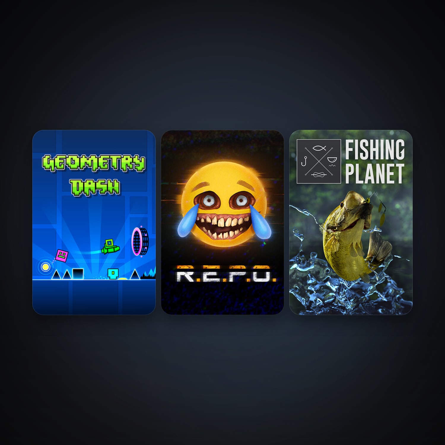 Geometry Dash + Fishing Planet, 9 games, clean — HabibiAccounts