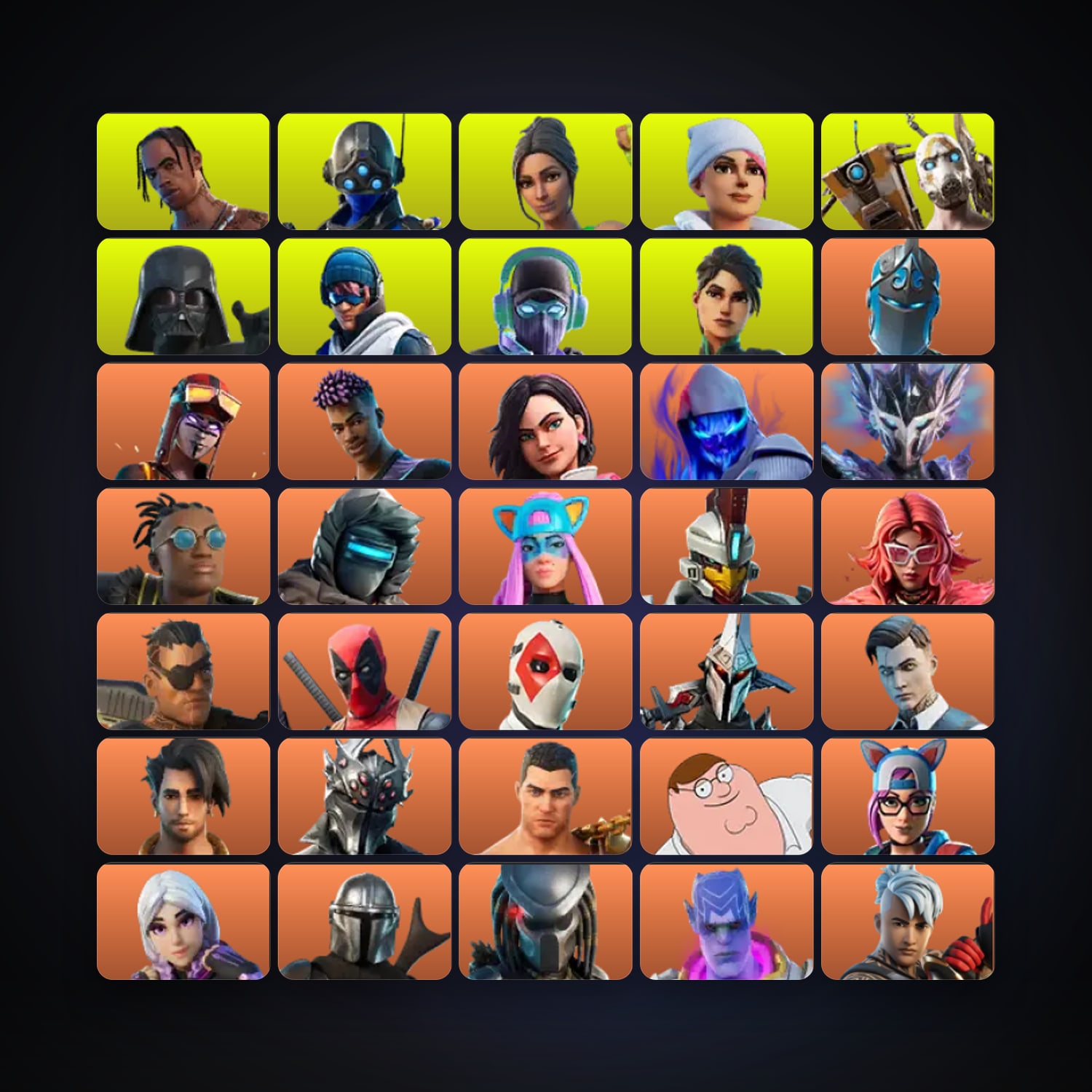 Fortnite locker — 318 skins — 100 V-Bucks — lvl 4737 — HabibiAccounts