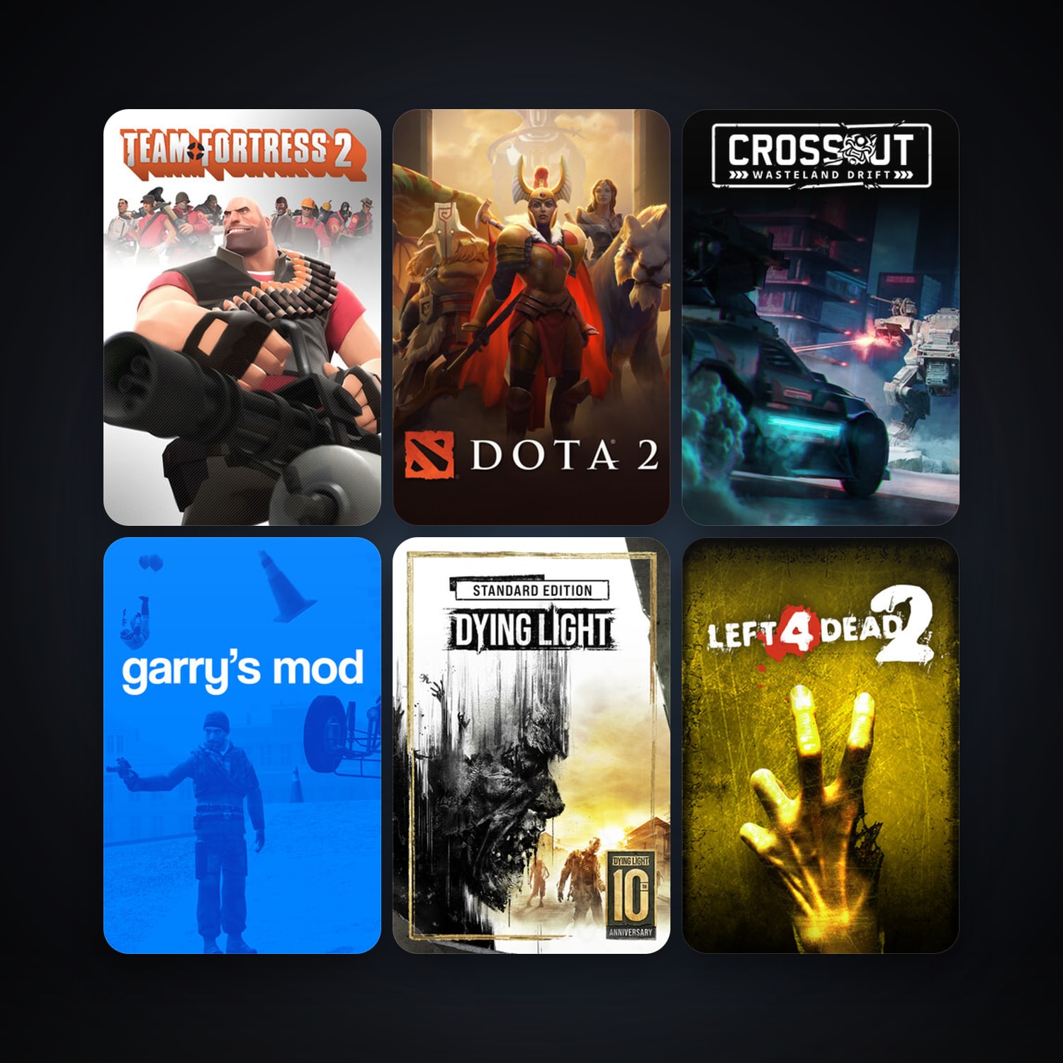 Team Fortress 2 + Left 4 Dead 2, 64 games, clean — HabibiAccounts