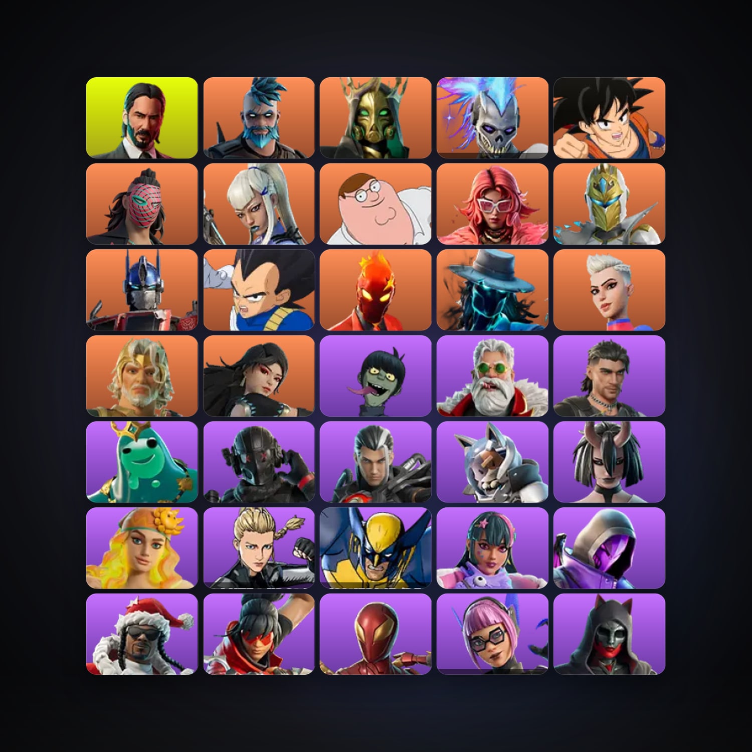 Fortnite locker — 454 skins — 5.6K V-Bucks — lvl 4216 — HabibiAccounts