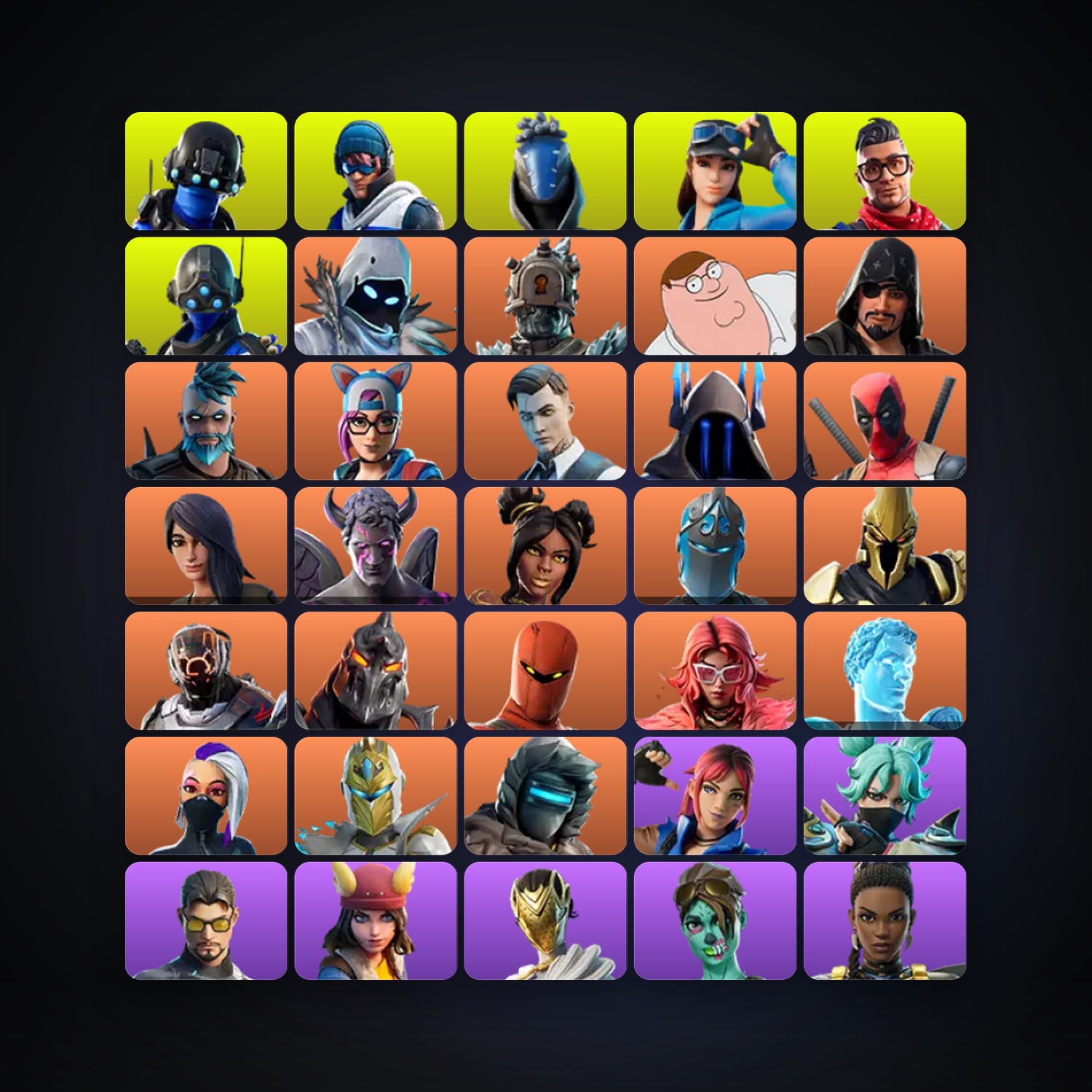 Fortnite locker — 109 skins — 5K V-Bucks — lvl 1802 — HabibiAccounts