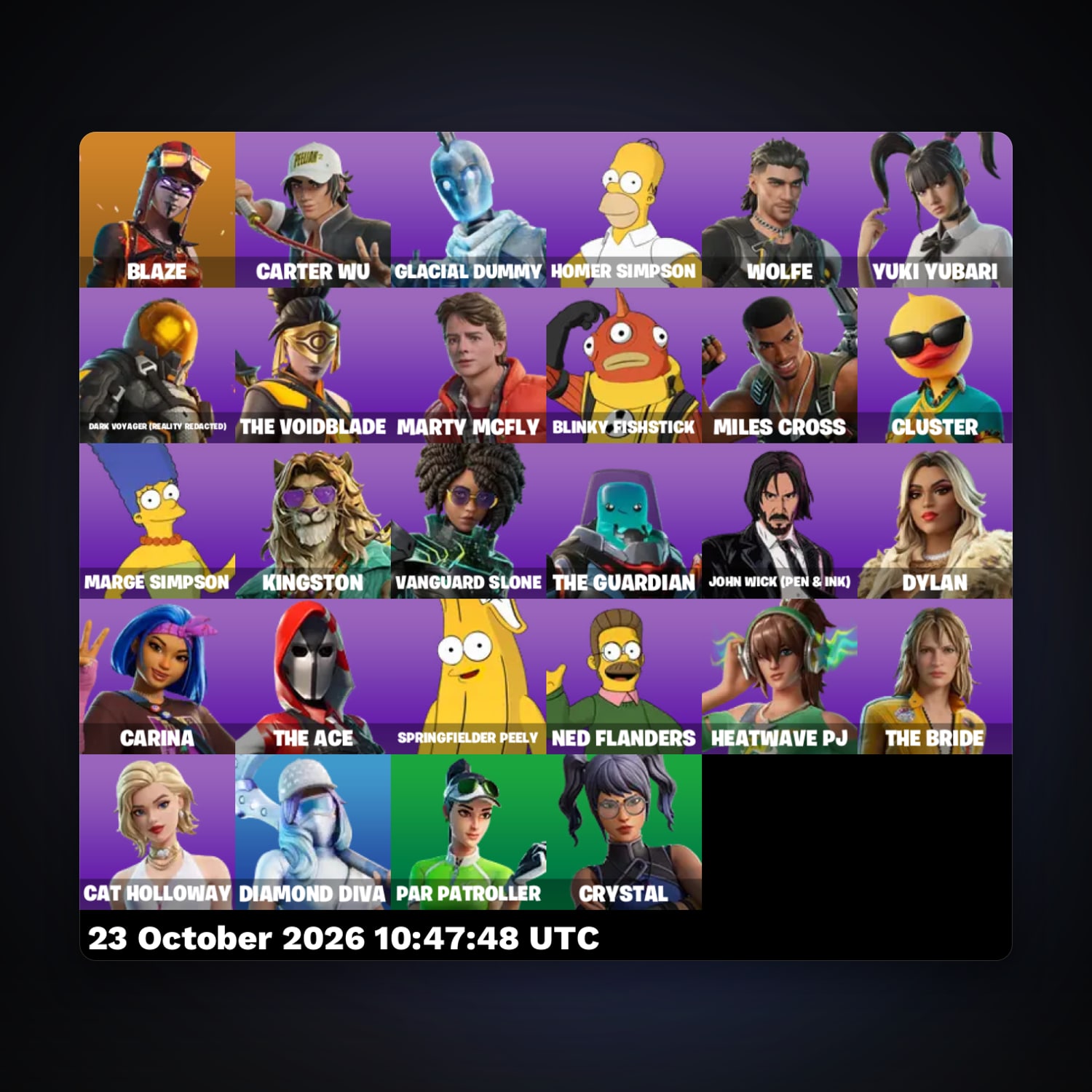 Fortnite account with Carter Wu & Homer Simpson — 28 skins — 200 V-Bucks — lvl 1068 — HabibiAccounts