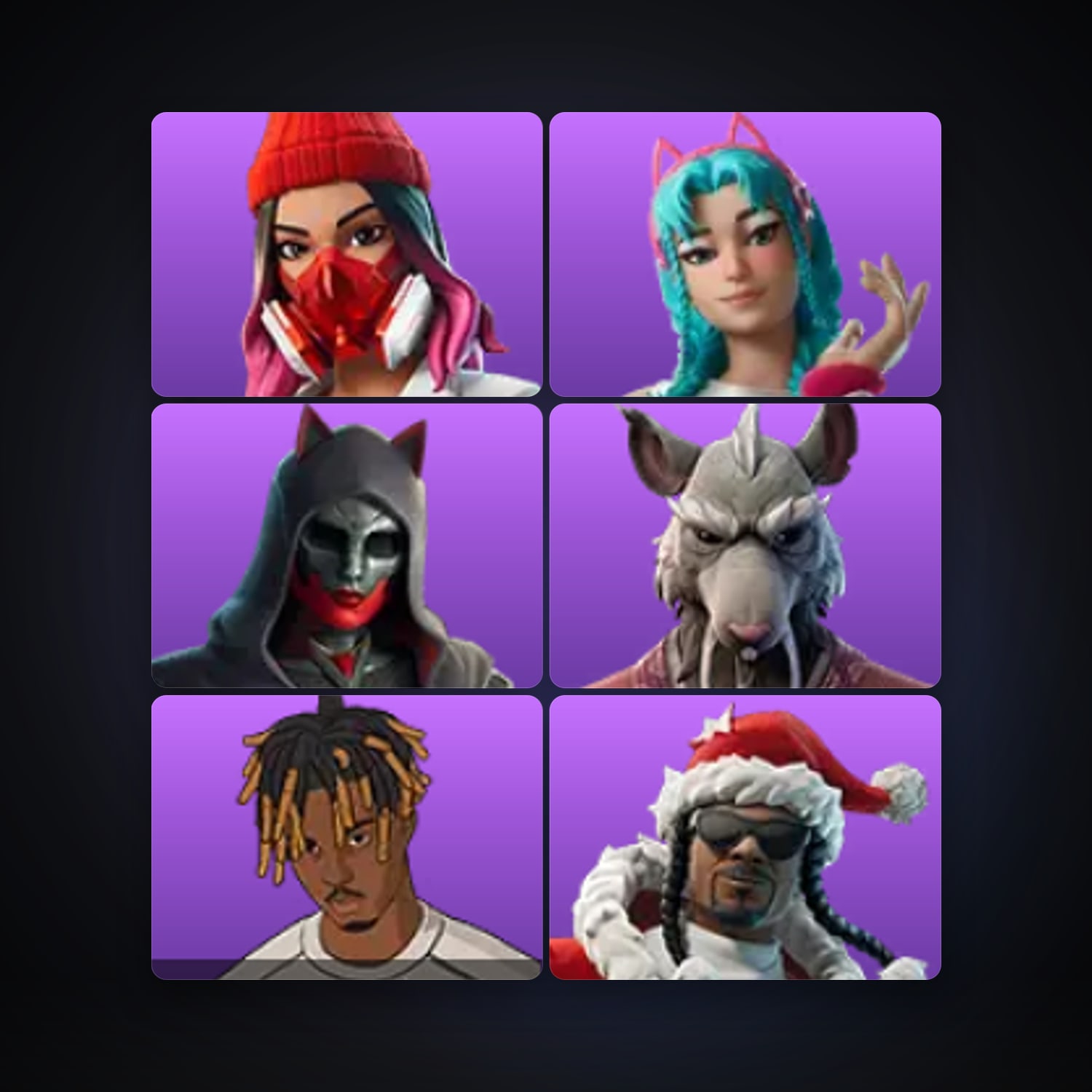 هالحساب فورتنايت Yulejacket وKatalina، لوكر 6 سكن، 300 فيبوكس، لفل 286، 43 فوز — HabibiAccounts