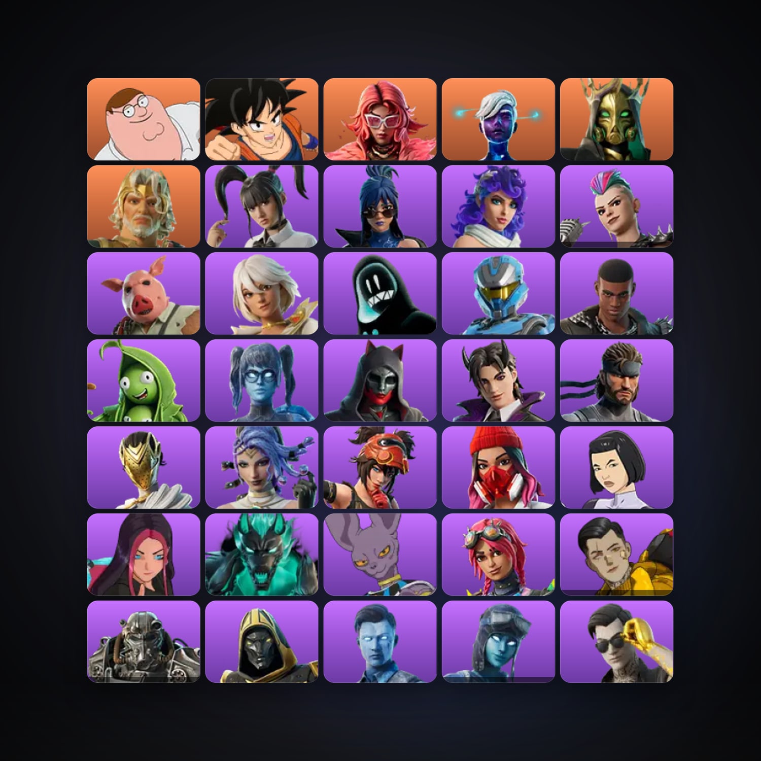 Peter Griffin — Son Goku — 64 skins — 150 V-Bucks — lvl 3808 — HabibiAccounts