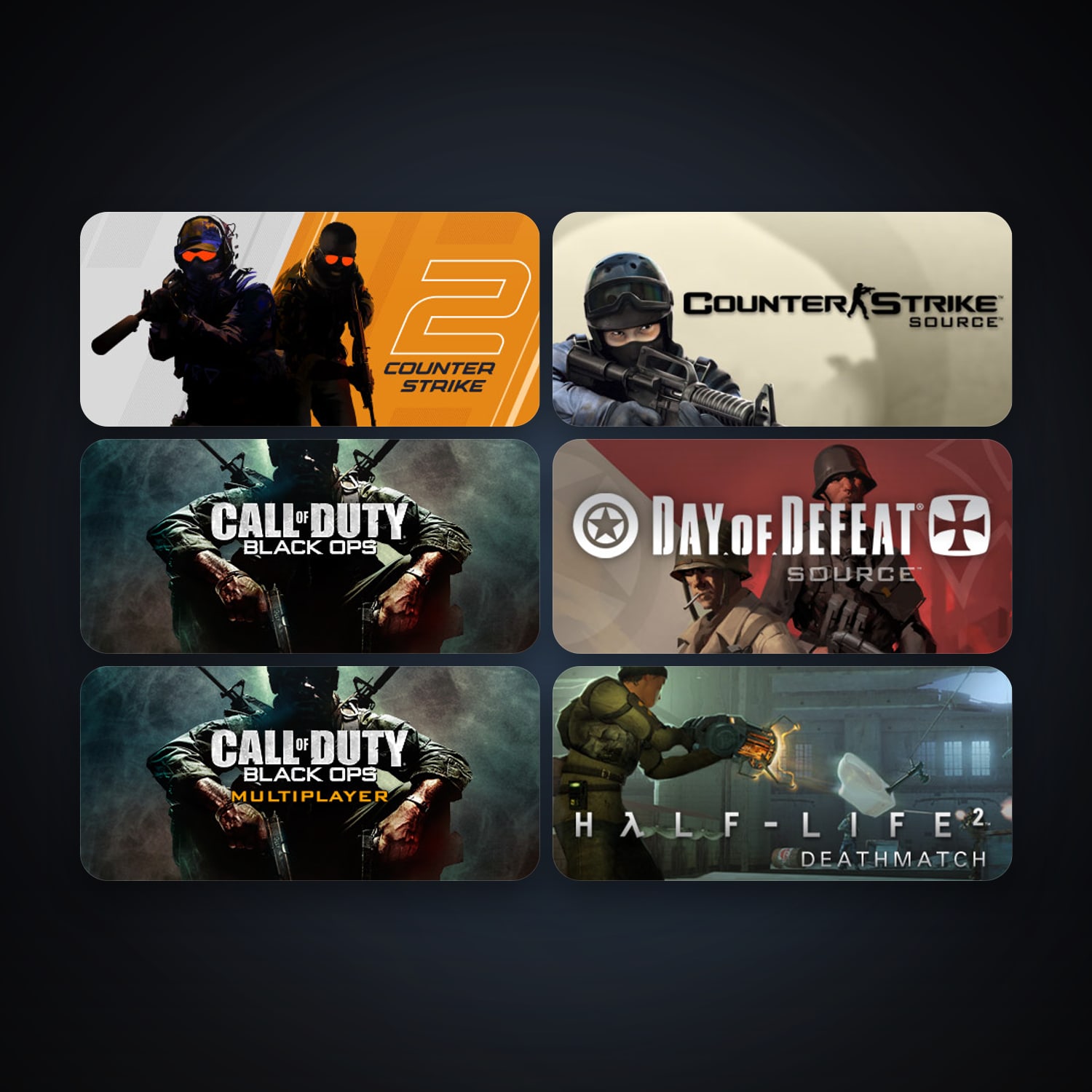 Counter-Strike: Source + Day of Defeat: Source, 6 games, Steam 10, clean — HabibiAccounts