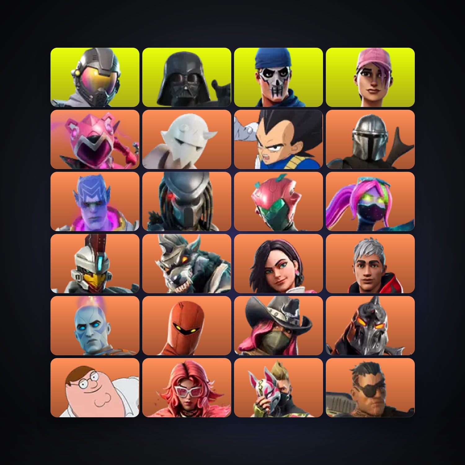 Fortnite locker — 195 skins — 1.1K V-Bucks — lvl 1862 — HabibiAccounts
