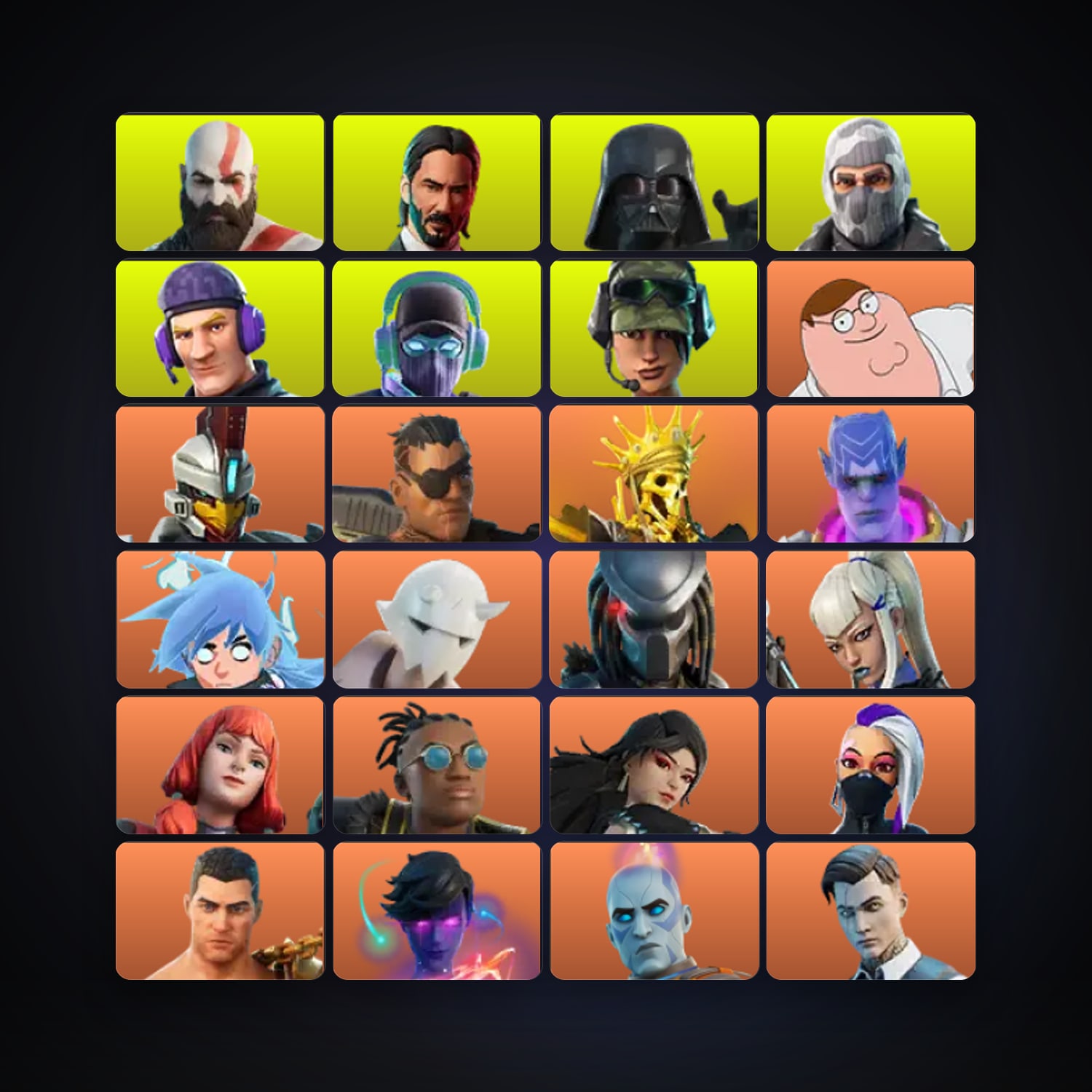 هالحساب فورتنايت Peter Griffin وSentinel، اللوكر مليان 494 سكن، 200 فيبوكس، لفل 6076، 1.4K فوز — HabibiAccounts