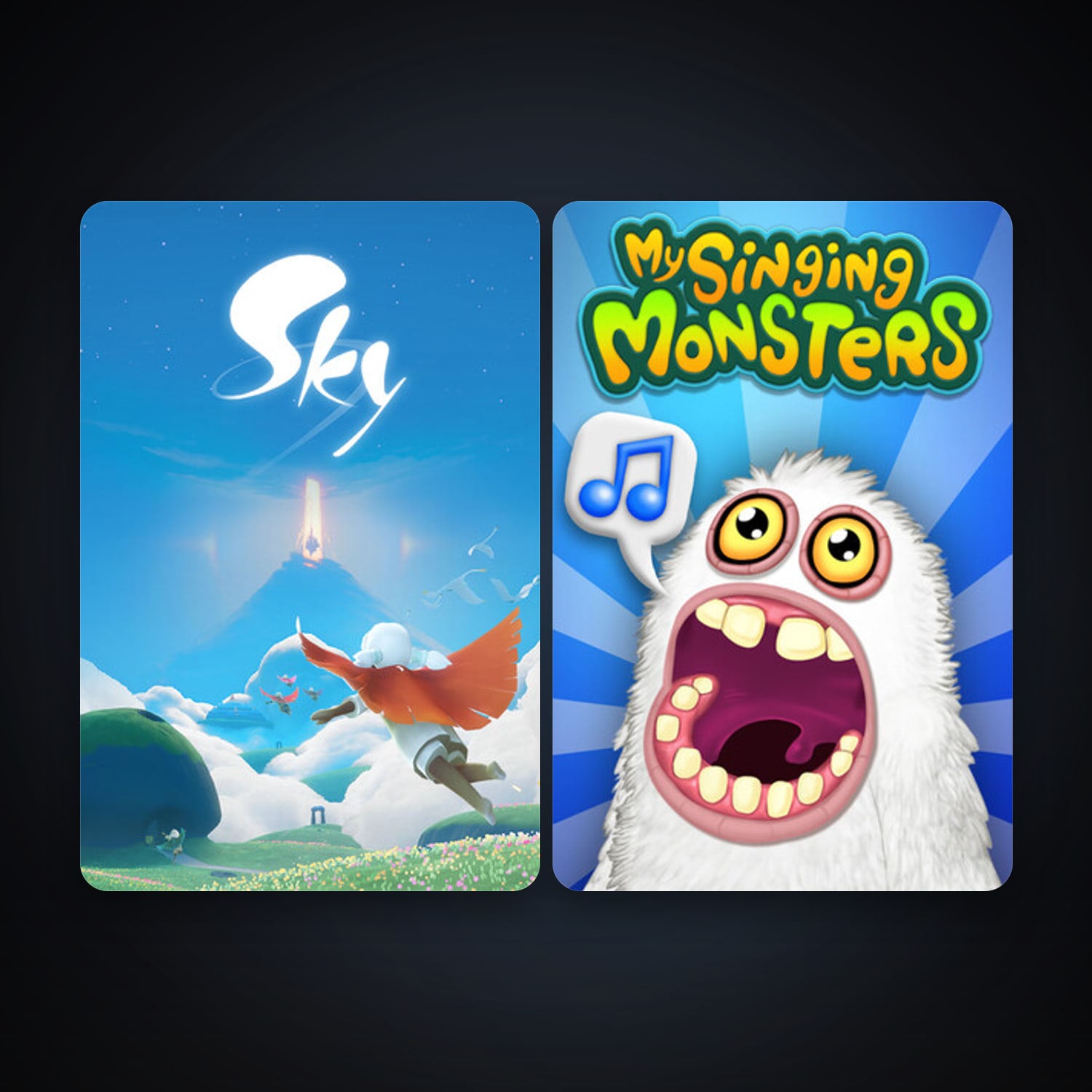 My Singing Monsters + Sky: Children of the Light, 3 games, clean — HabibiAccounts