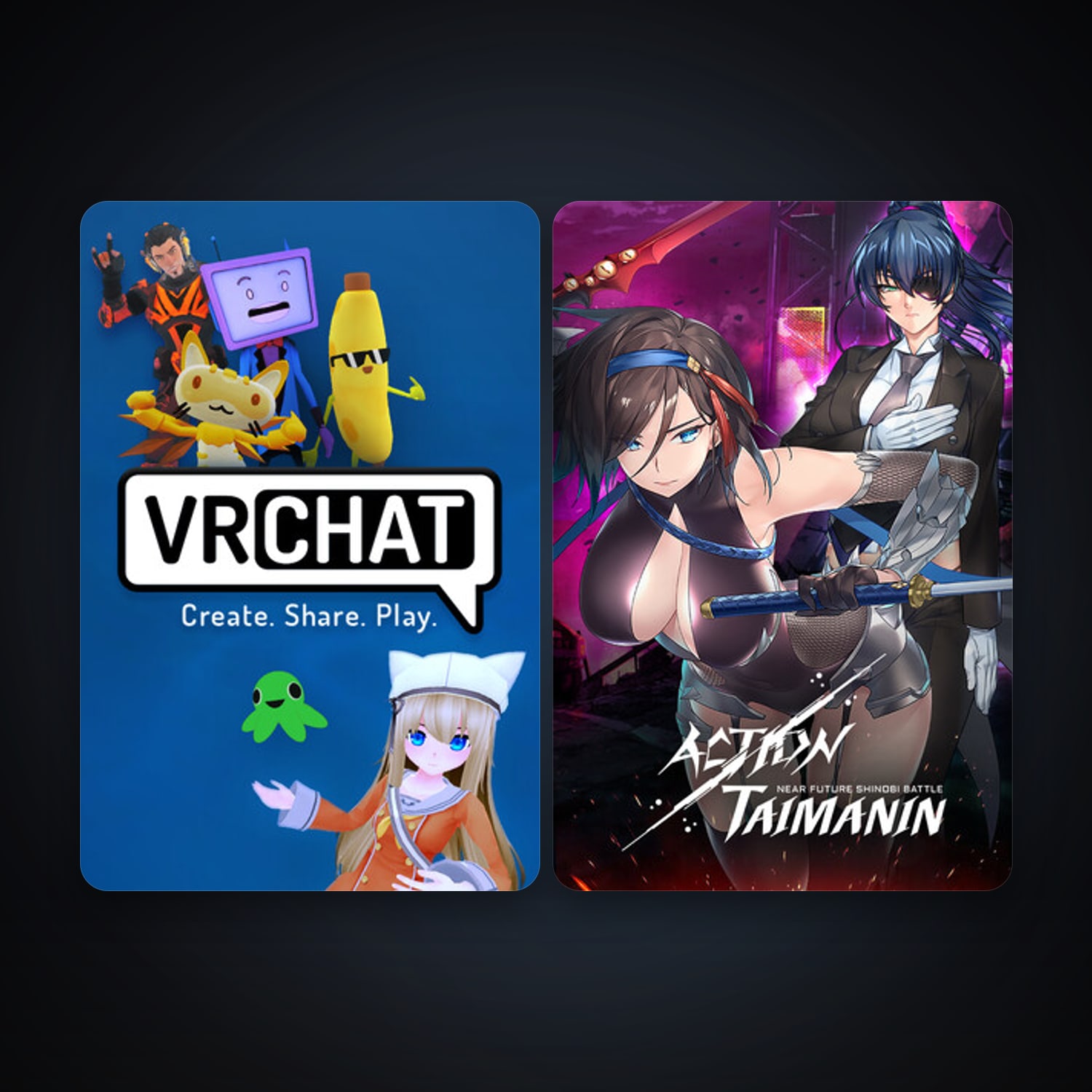 VRChat + Action Taimanin, 4 games, clean — HabibiAccounts