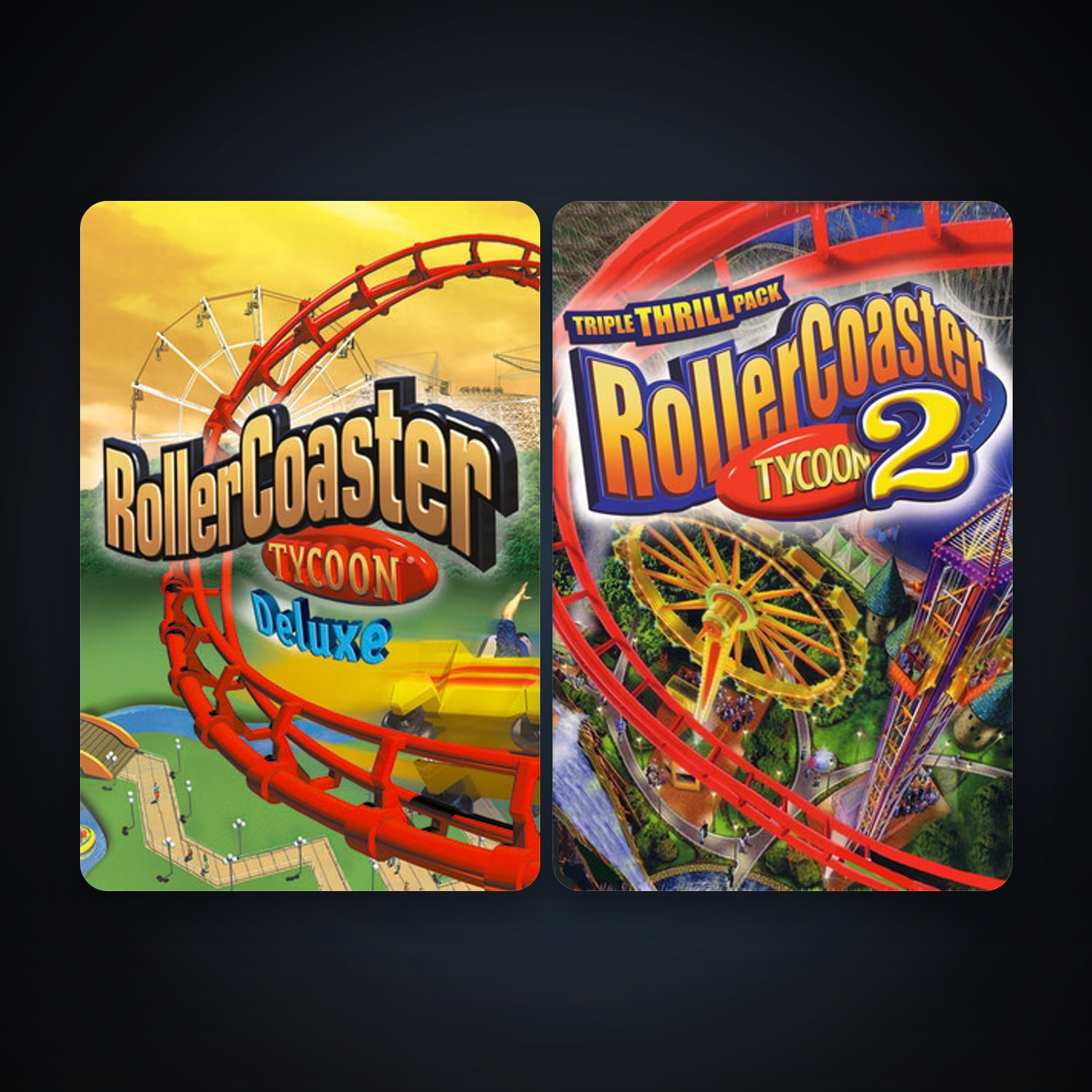 RollerCoaster Tycoon: Deluxe + RollerCoaster Tycoon 2: Triple Thrill Pack, 5 games, clean — HabibiAccounts