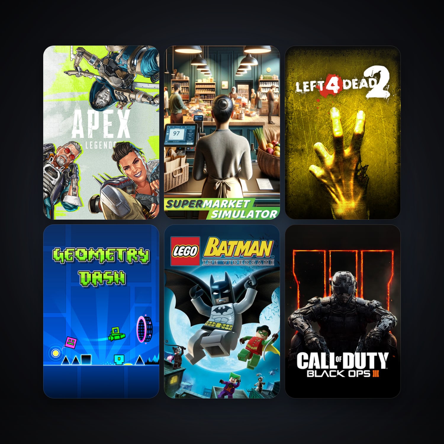 Left 4 Dead 2 + LEGO Batman: The Videogame, 36 games, clean — HabibiAccounts