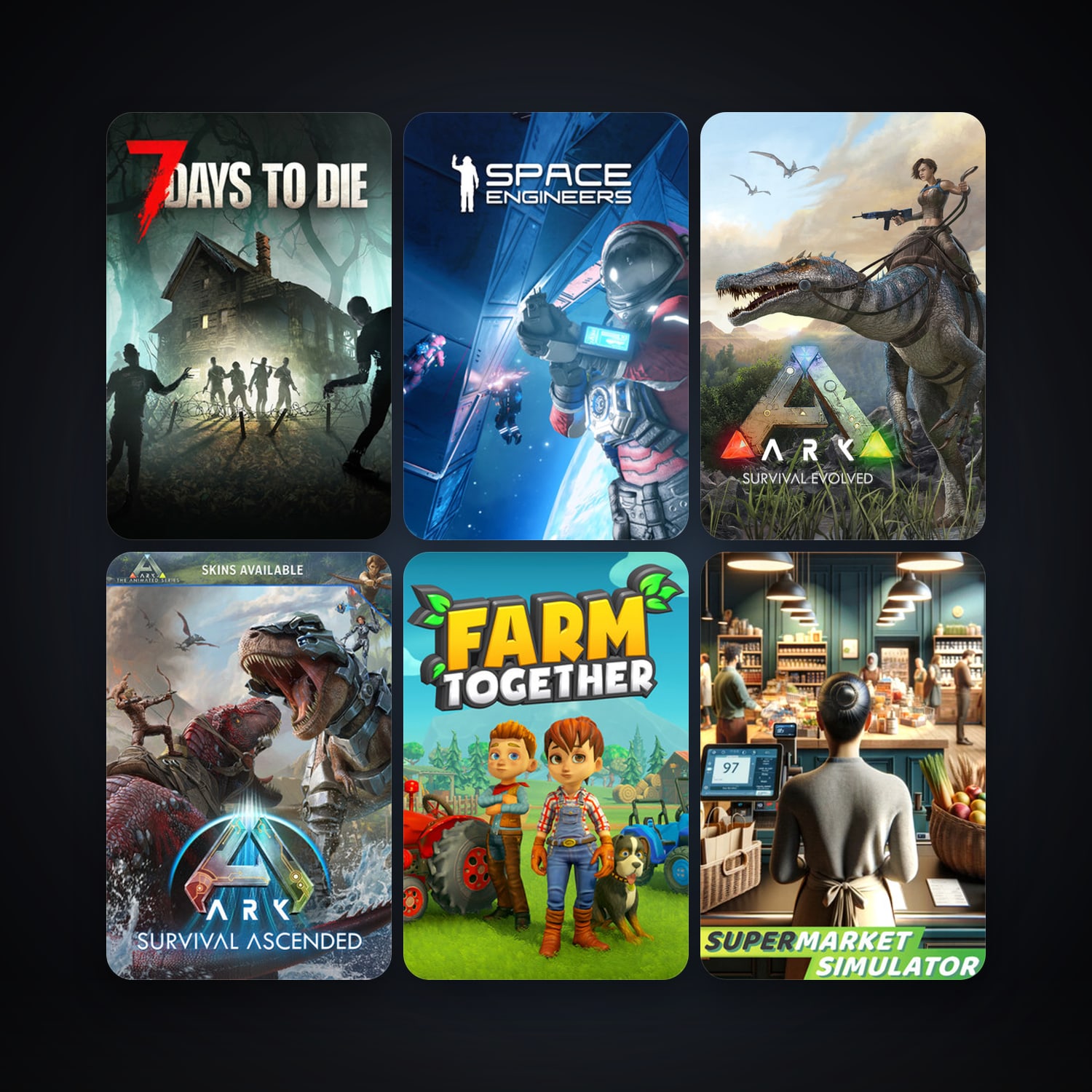 Space Engineers + 7 Days to Die, 326 games, Steam 11, clean — HabibiAccounts