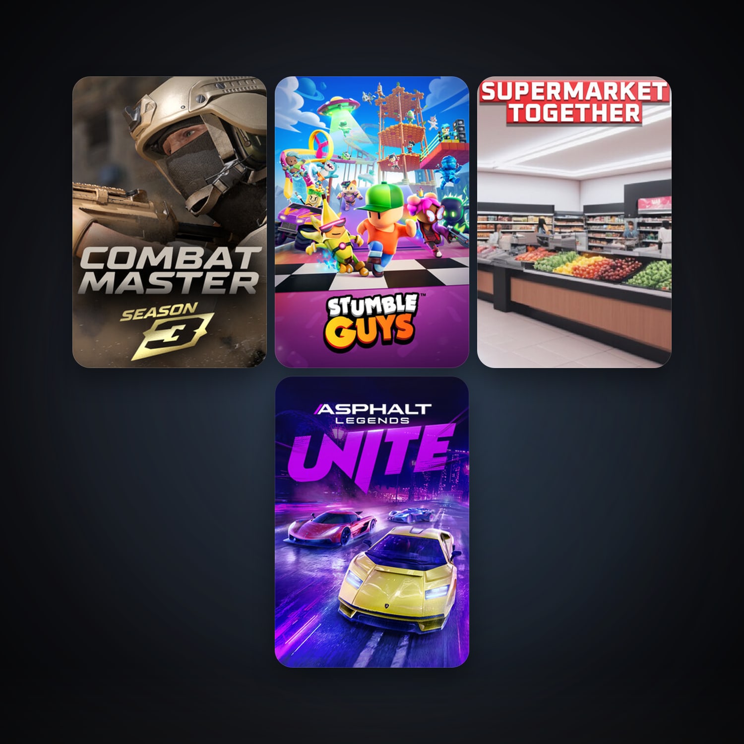 Stumble Guys + Asphalt Legends Unite, 8 games, clean — HabibiAccounts
