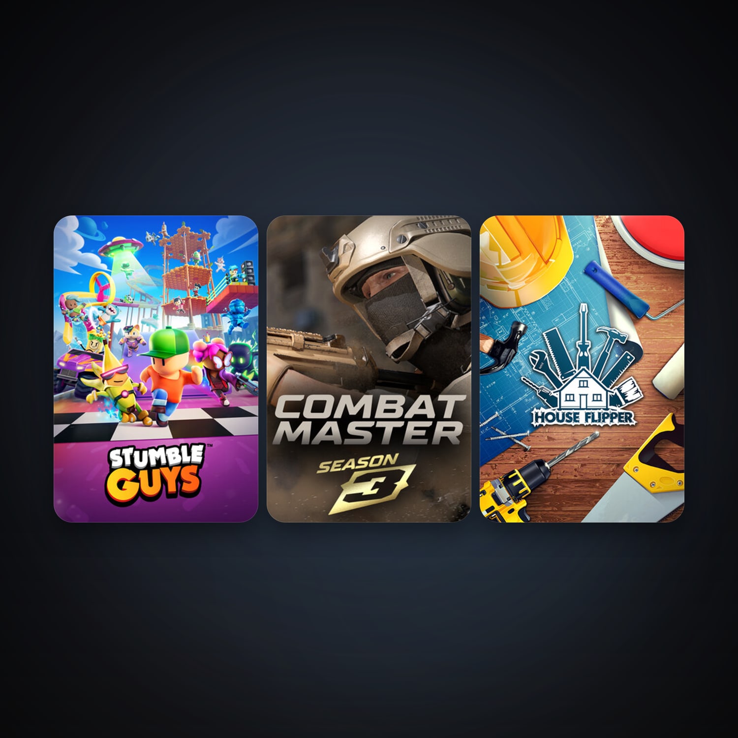 House Flipper + Stumble Guys, 14 games, clean — HabibiAccounts
