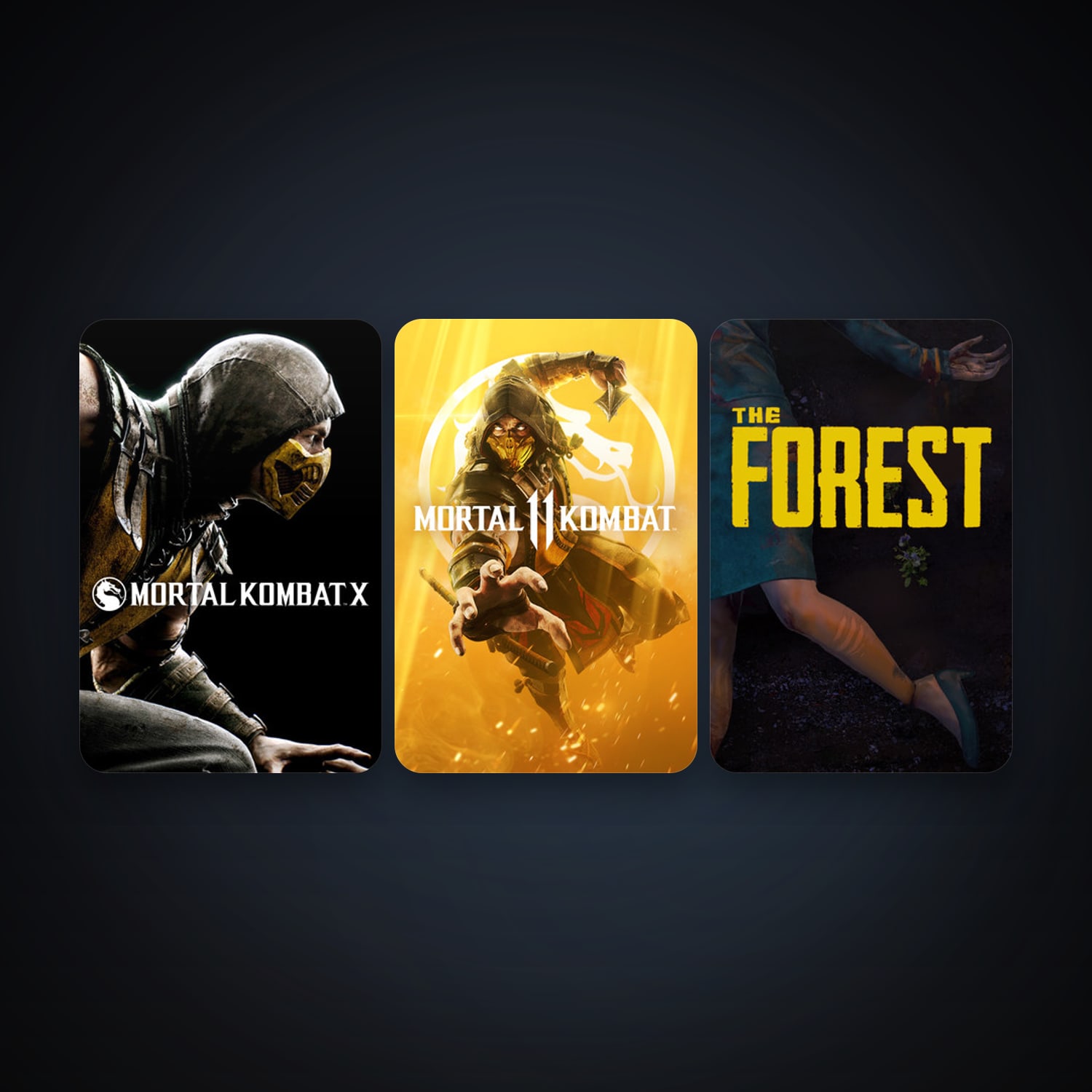 The Forest + Mortal Kombat X, 4 games, clean — HabibiAccounts