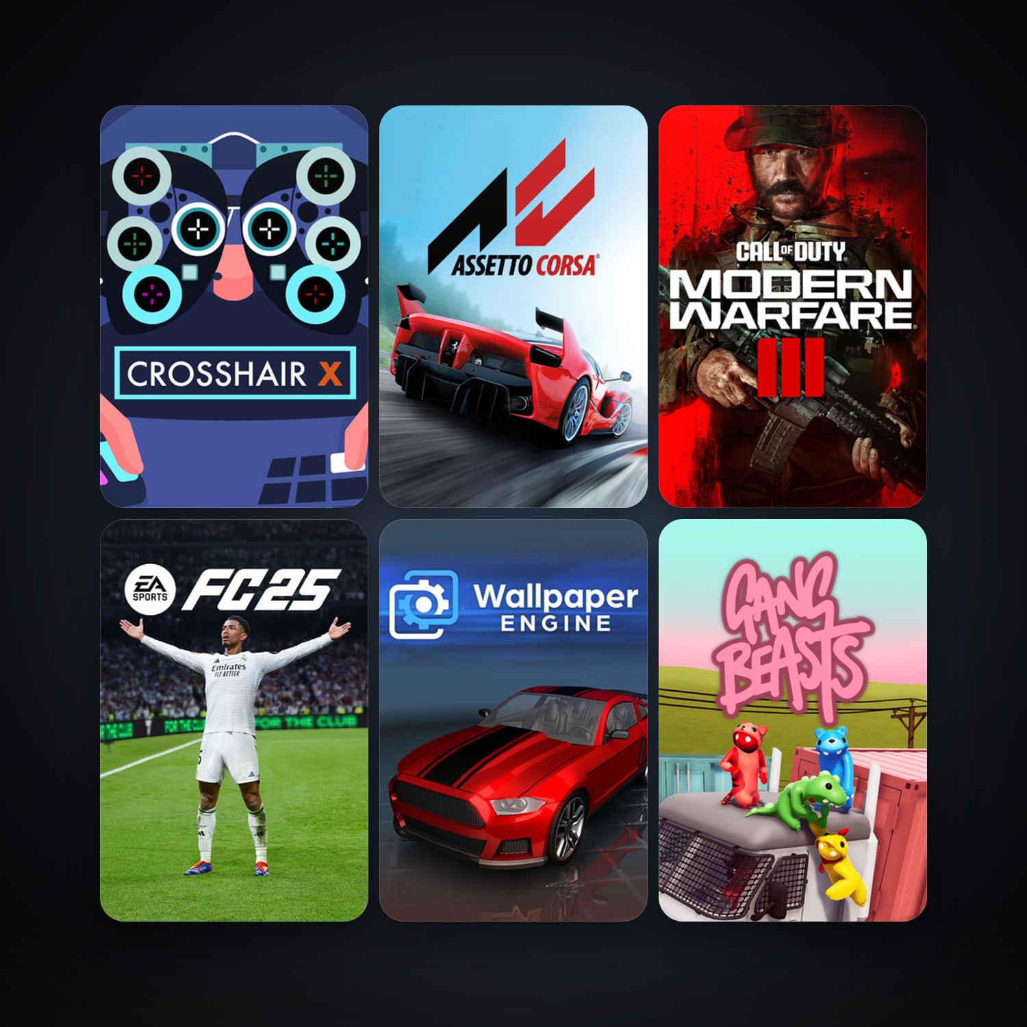 Assetto Corsa + Gang Beasts, 15 games, clean — HabibiAccounts