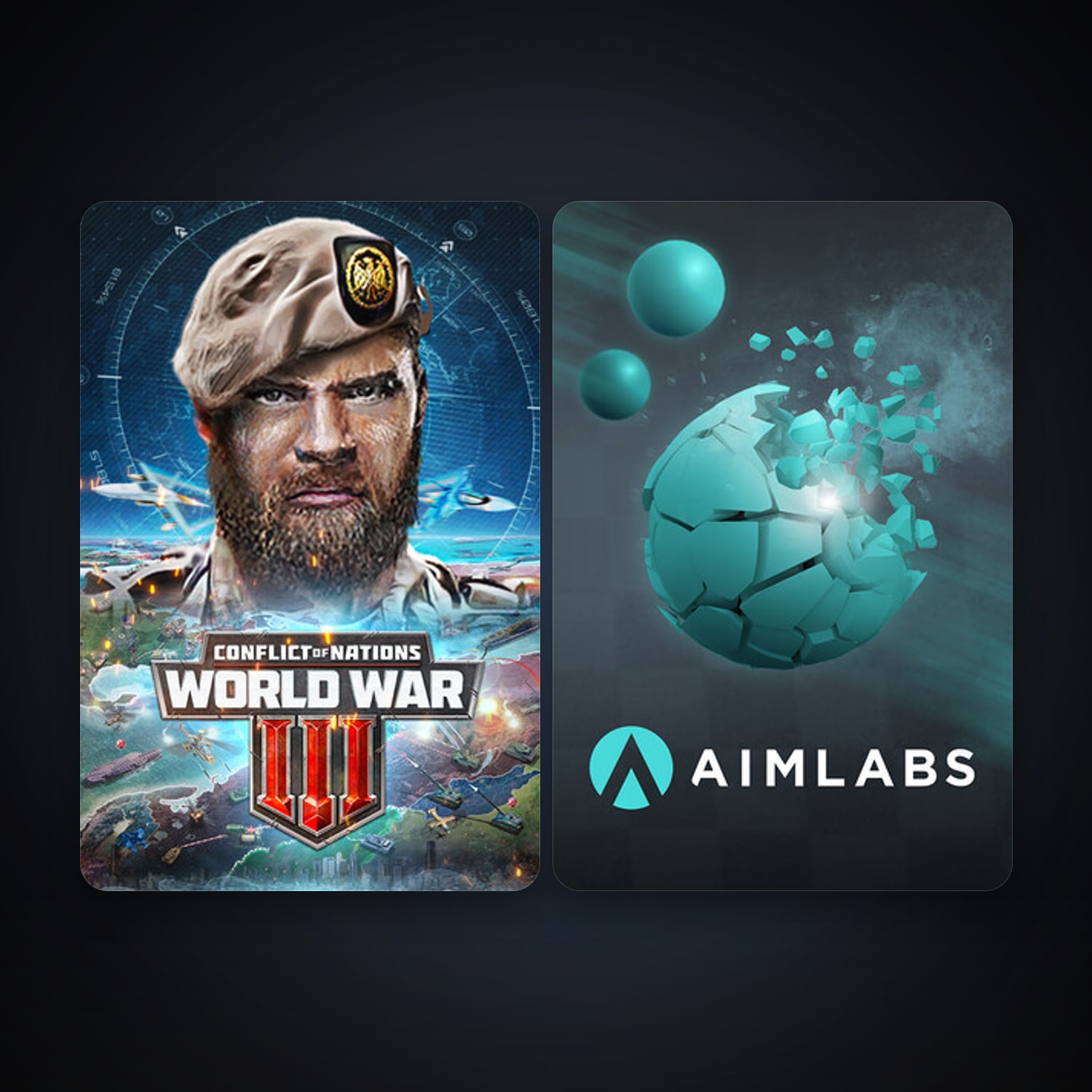 Aimlabs + CONFLICT OF NATIONS: WORLD WAR 3, 14 games, clean — HabibiAccounts