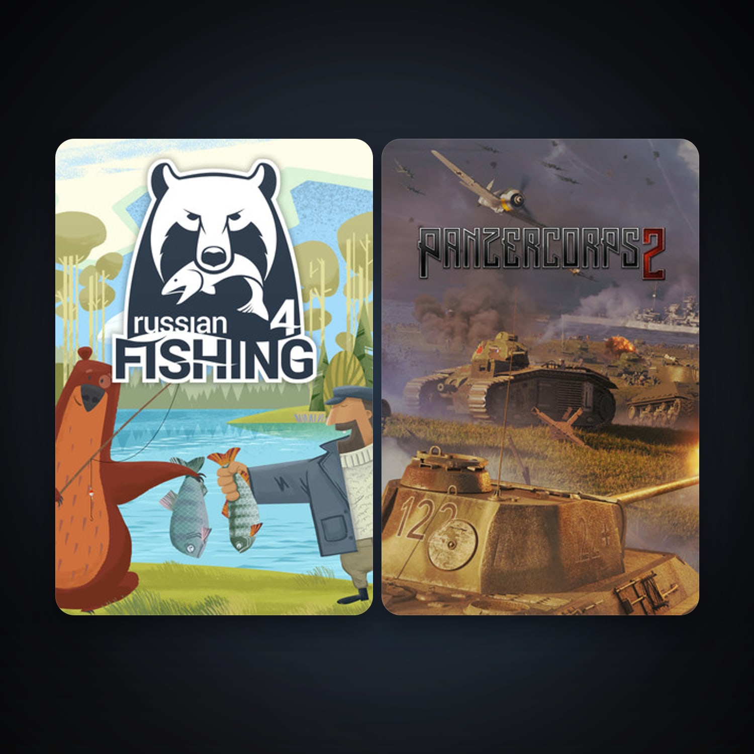 Russian Fishing 4 + Panzer Corps 2, 2 games, clean — HabibiAccounts