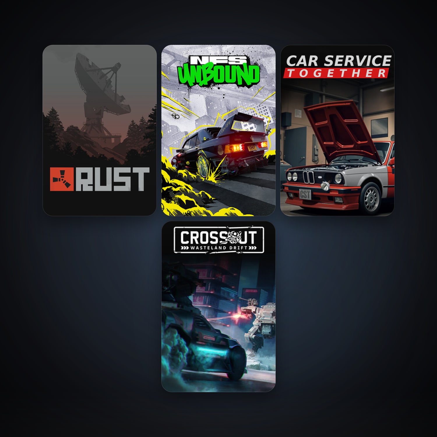 Rust + Crossout, 9 games, clean — HabibiAccounts