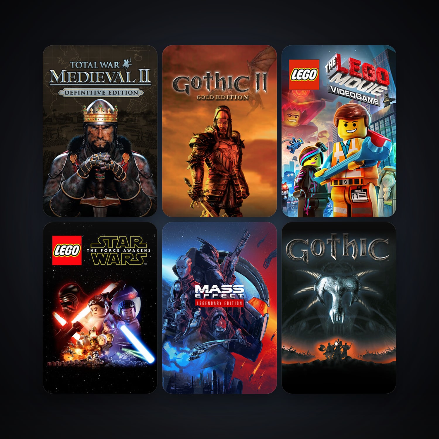 Medieval II: Total War + Gothic II: Gold Edition, 34 games, clean — HabibiAccounts