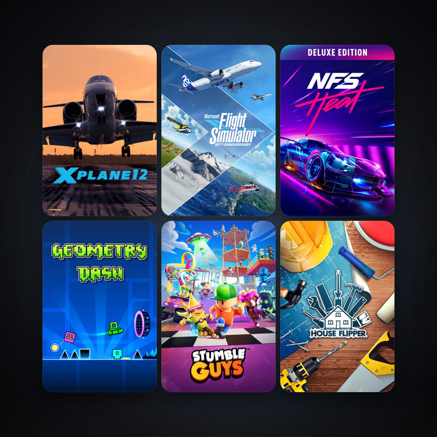Geometry Dash + House Flipper, 12 games, clean — HabibiAccounts