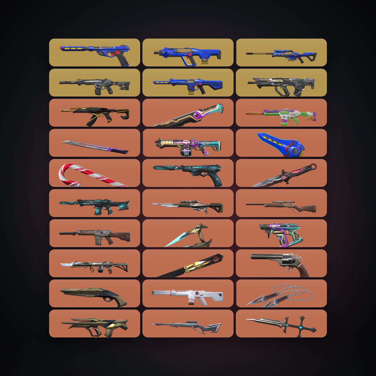 NA Gold 2 locker — 24 knives, 257 skins, lvl 147 — HabibiAccounts