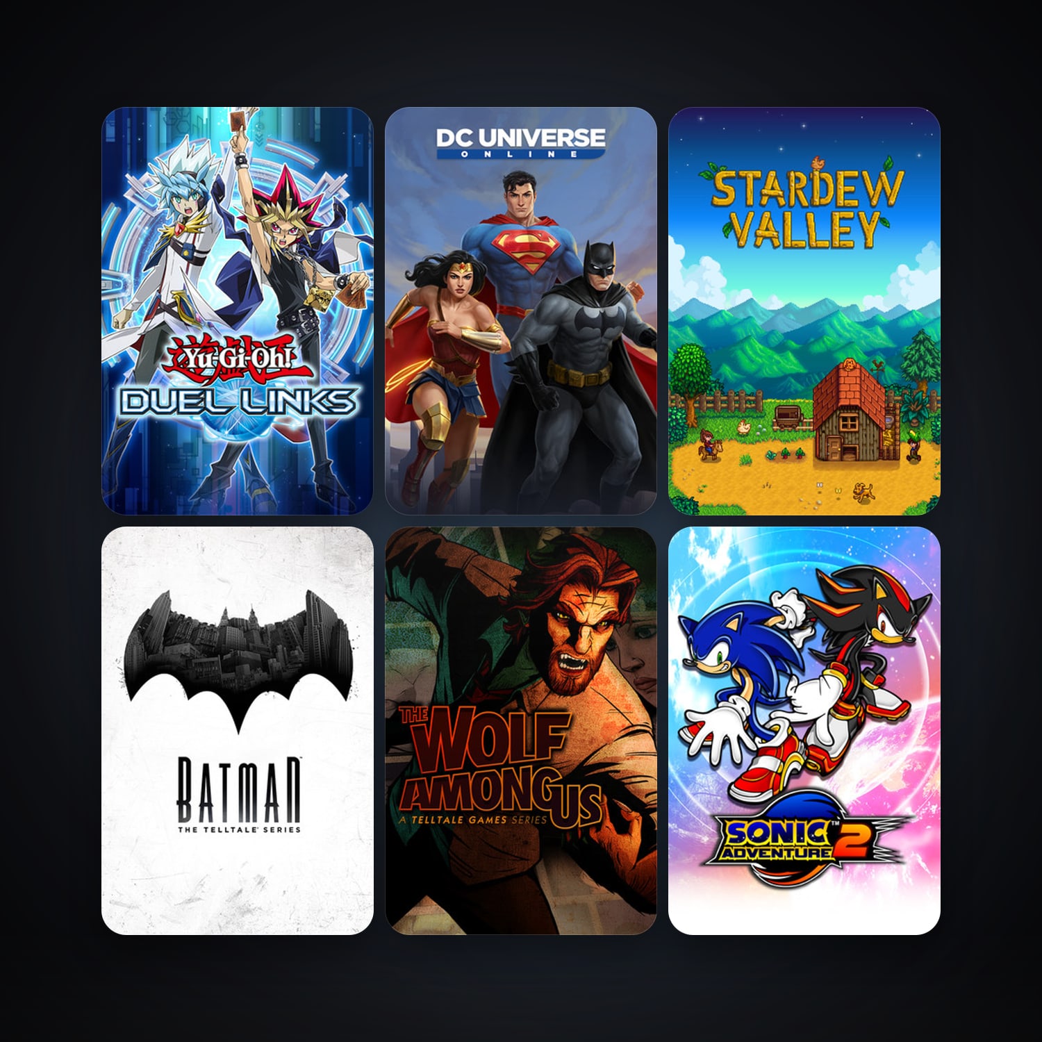 DC Universe Online + Sonic Adventure 2, 15 games, clean — HabibiAccounts