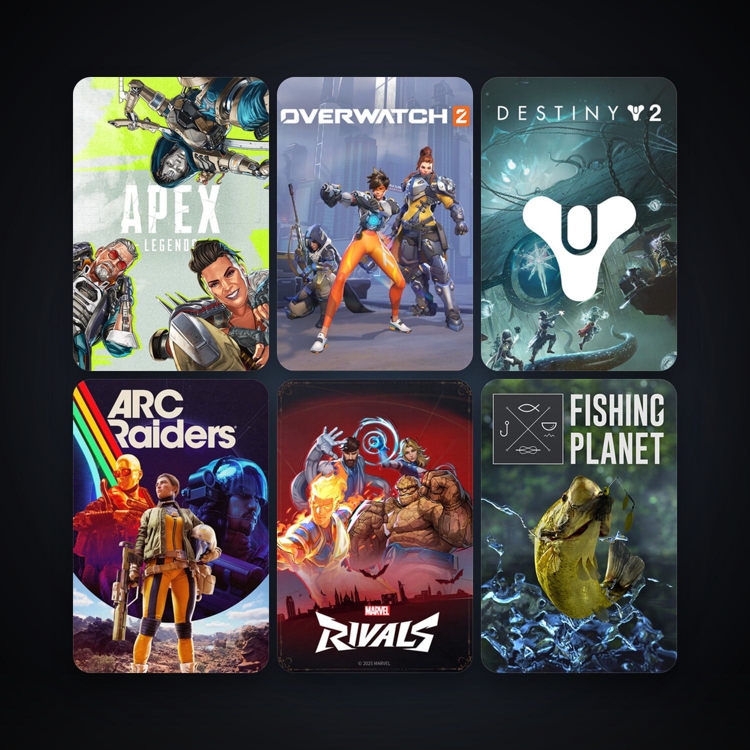 Fishing Planet + Destiny 2, 18 games, clean — HabibiAccounts