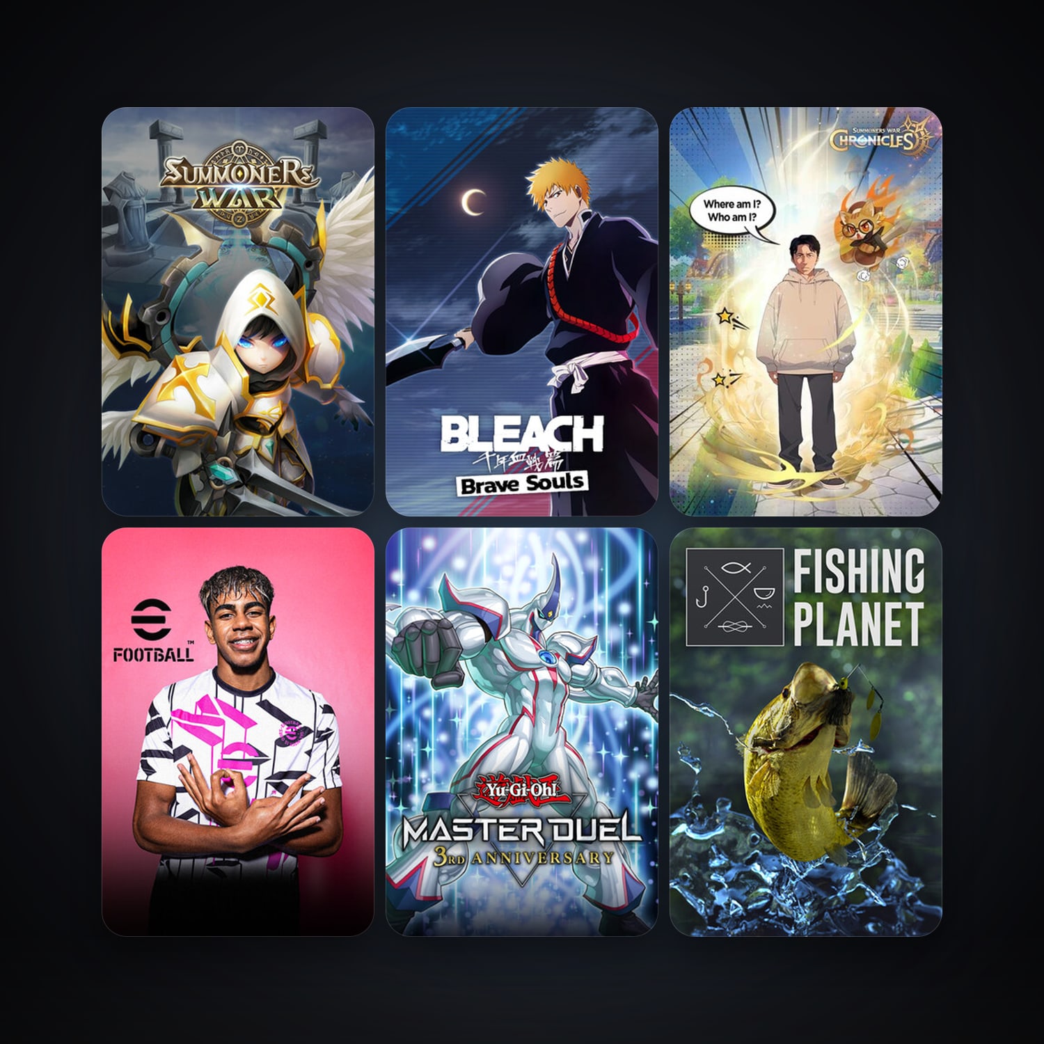 Fishing Planet + BLEACH Brave Souls, 6 games, clean — HabibiAccounts