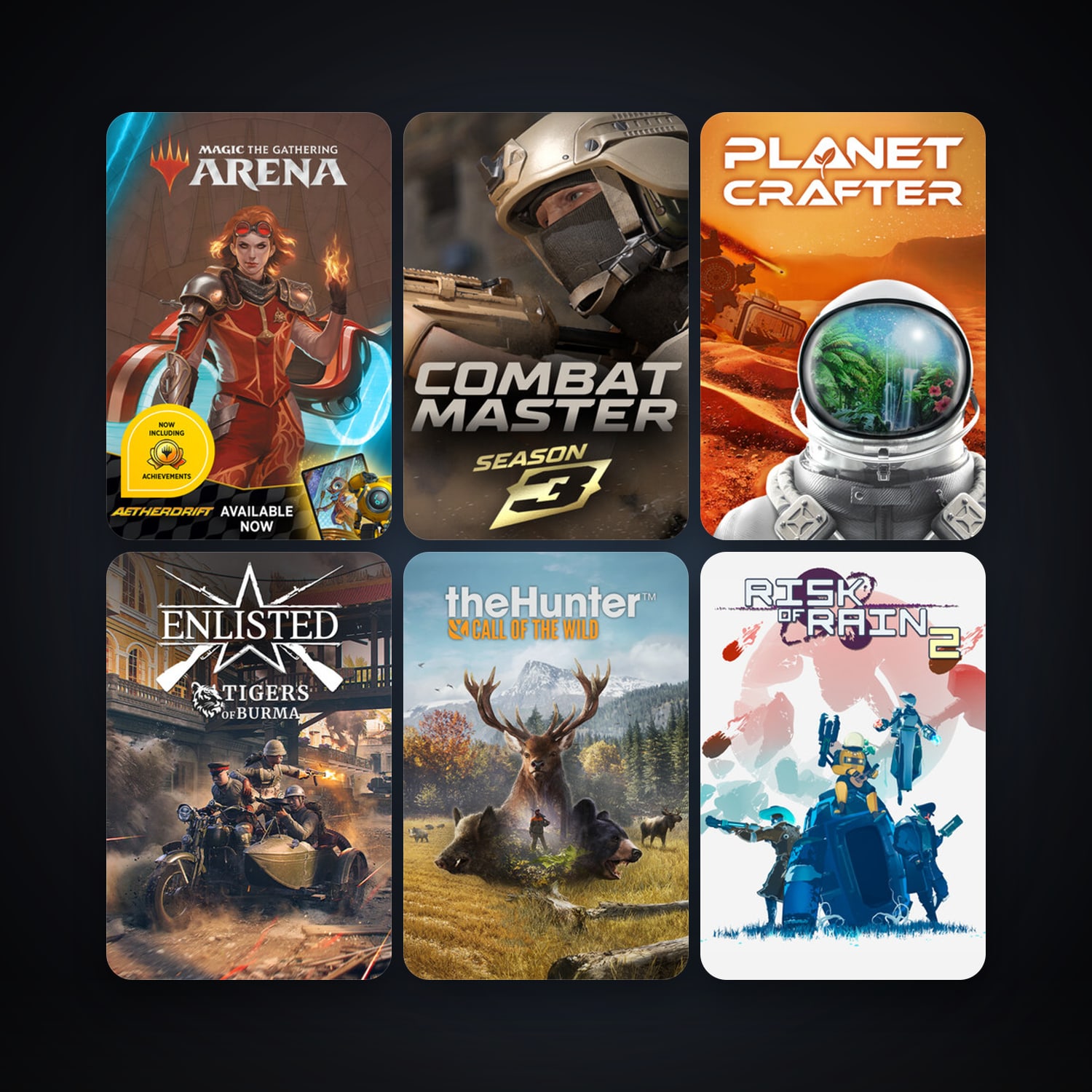 theHunter: Call of the Wild + Risk of Rain 2, 8 games, clean — HabibiAccounts