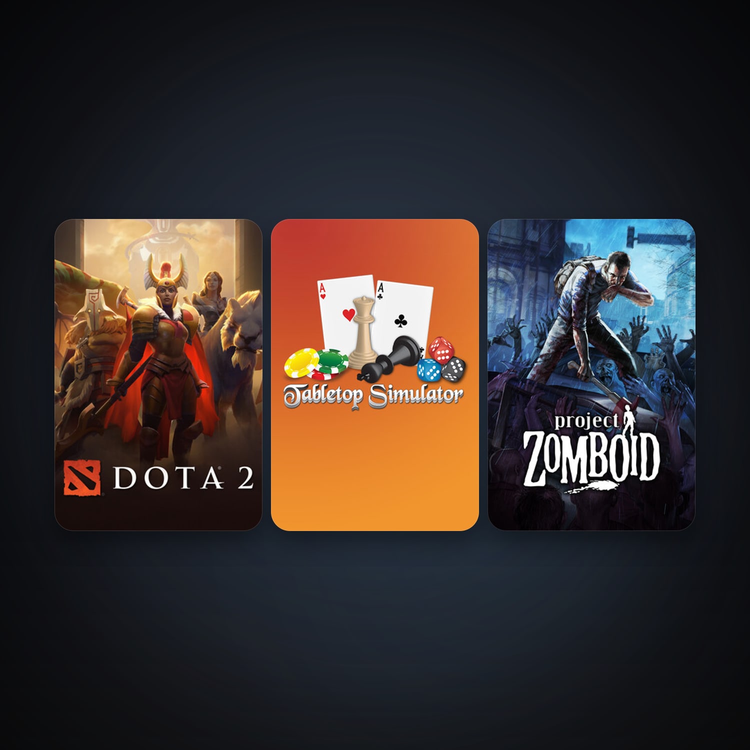 Dota 2 + Project Zomboid, 3 games, clean — HabibiAccounts