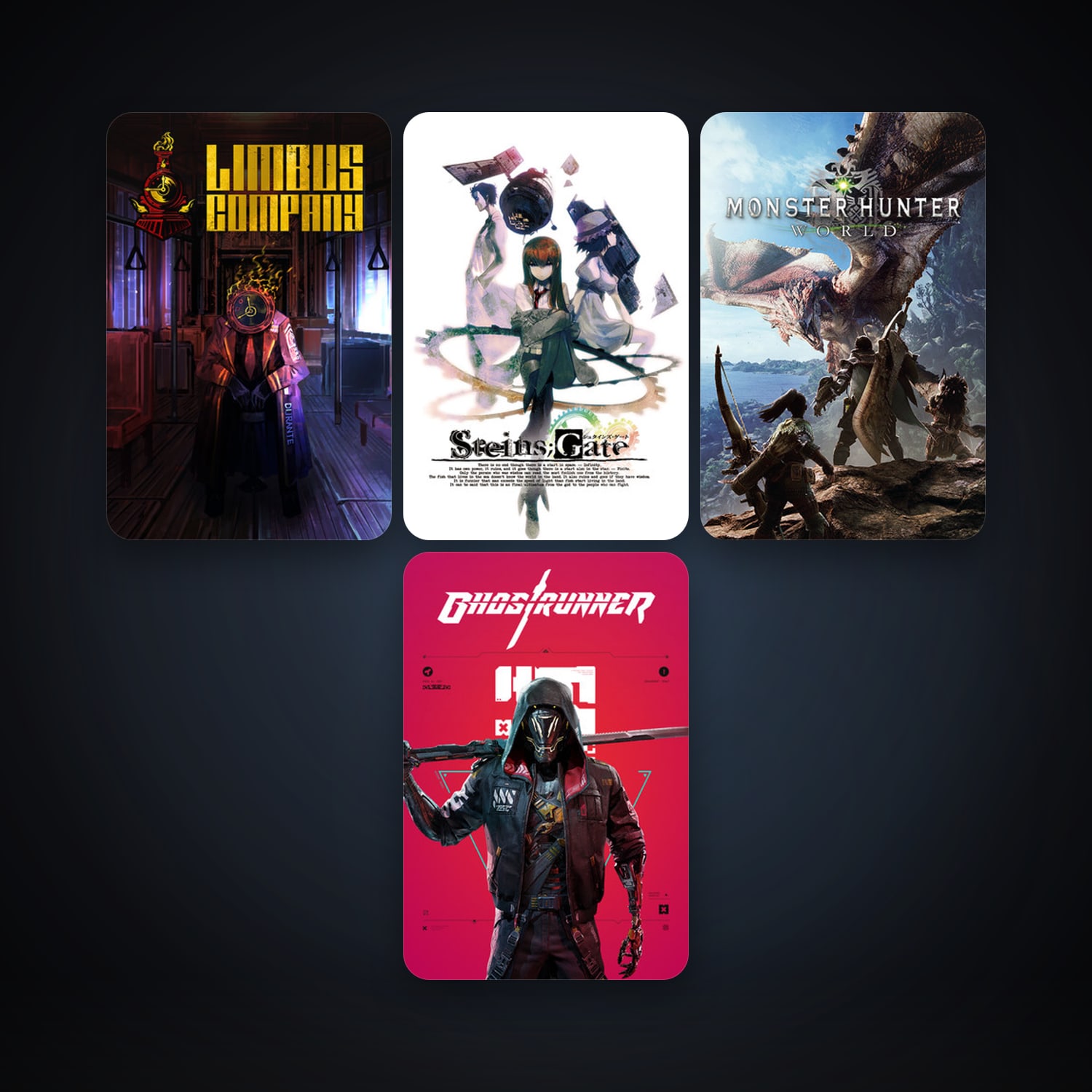 STEINS;GATE + MONSTER HUNTER: WORLD, 8 games, clean — HabibiAccounts