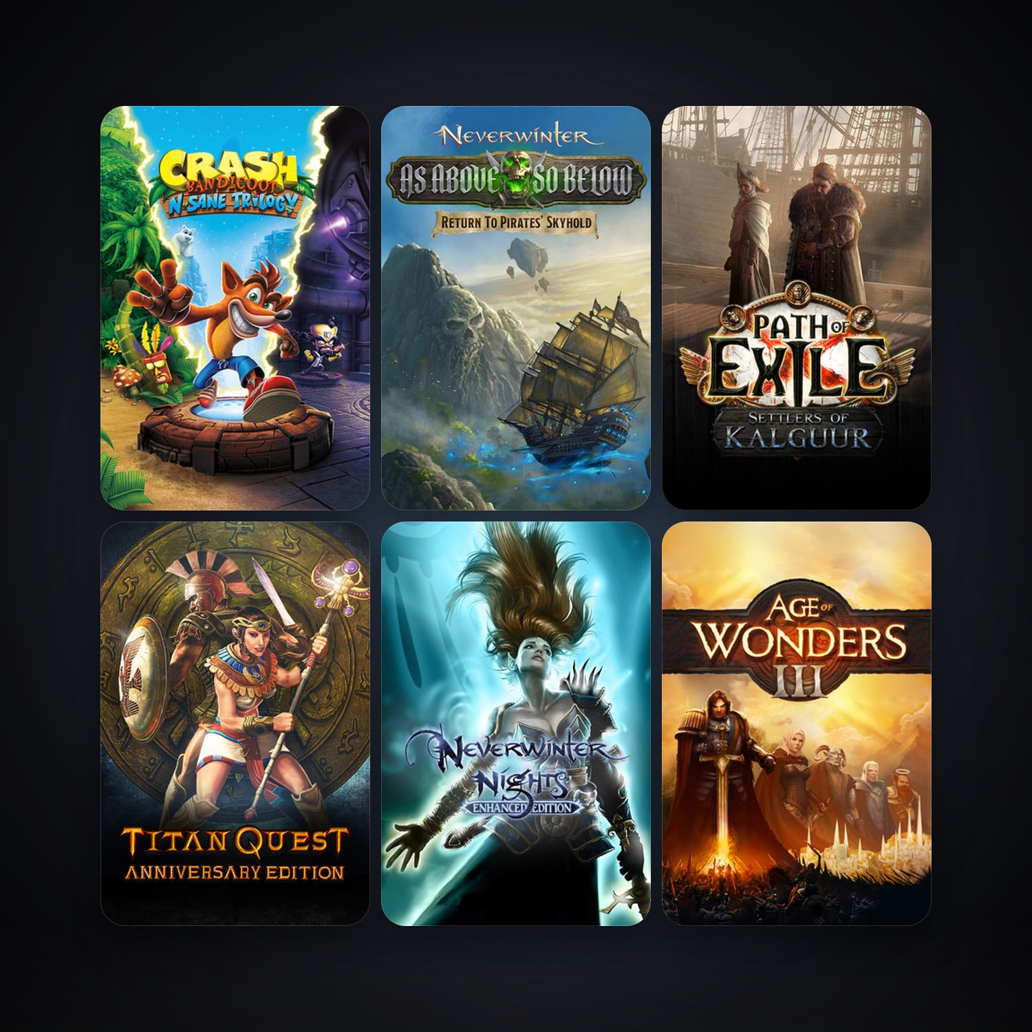 Neverwinter + Age of Wonders III, 11 games, clean — HabibiAccounts
