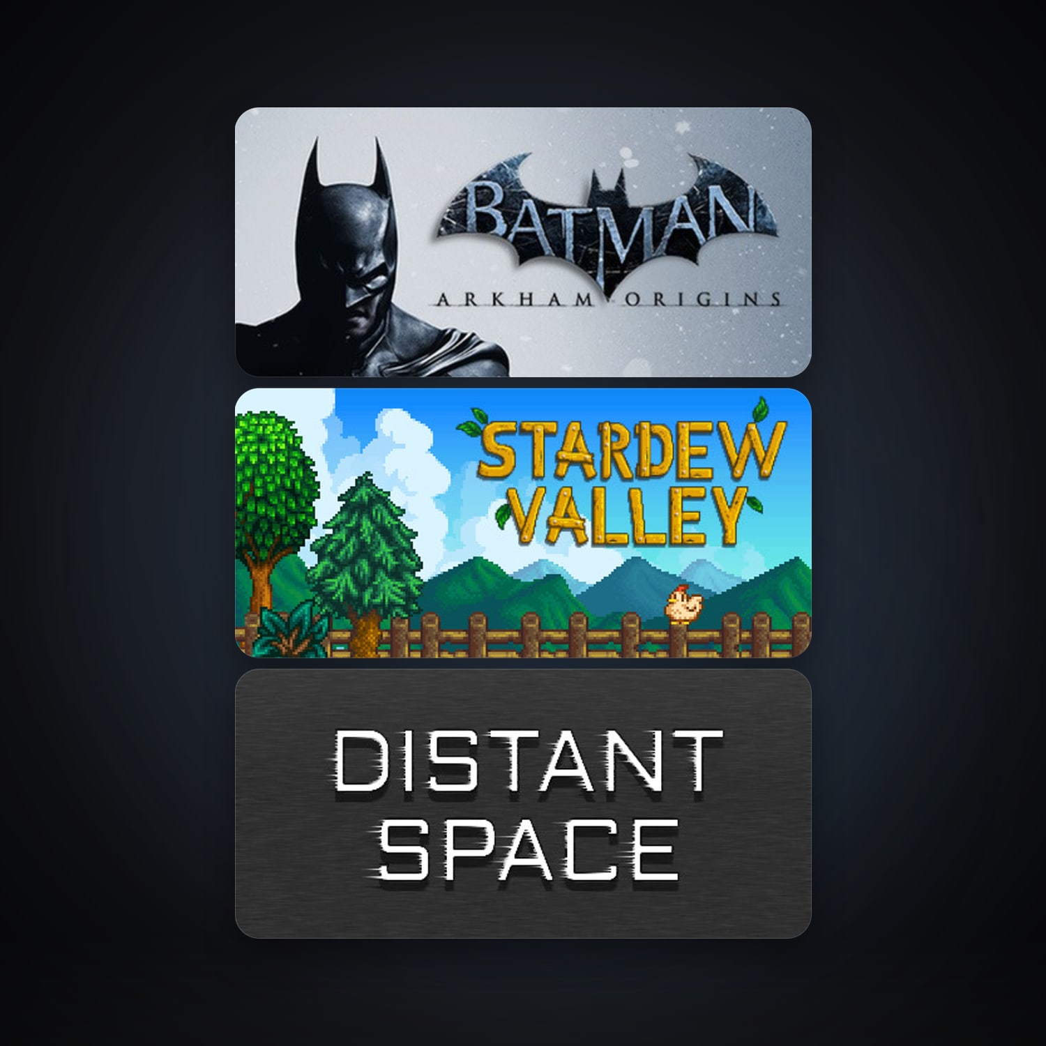 Batman: Arkham Origins + Stardew Valley, 4 games, clean — HabibiAccounts
