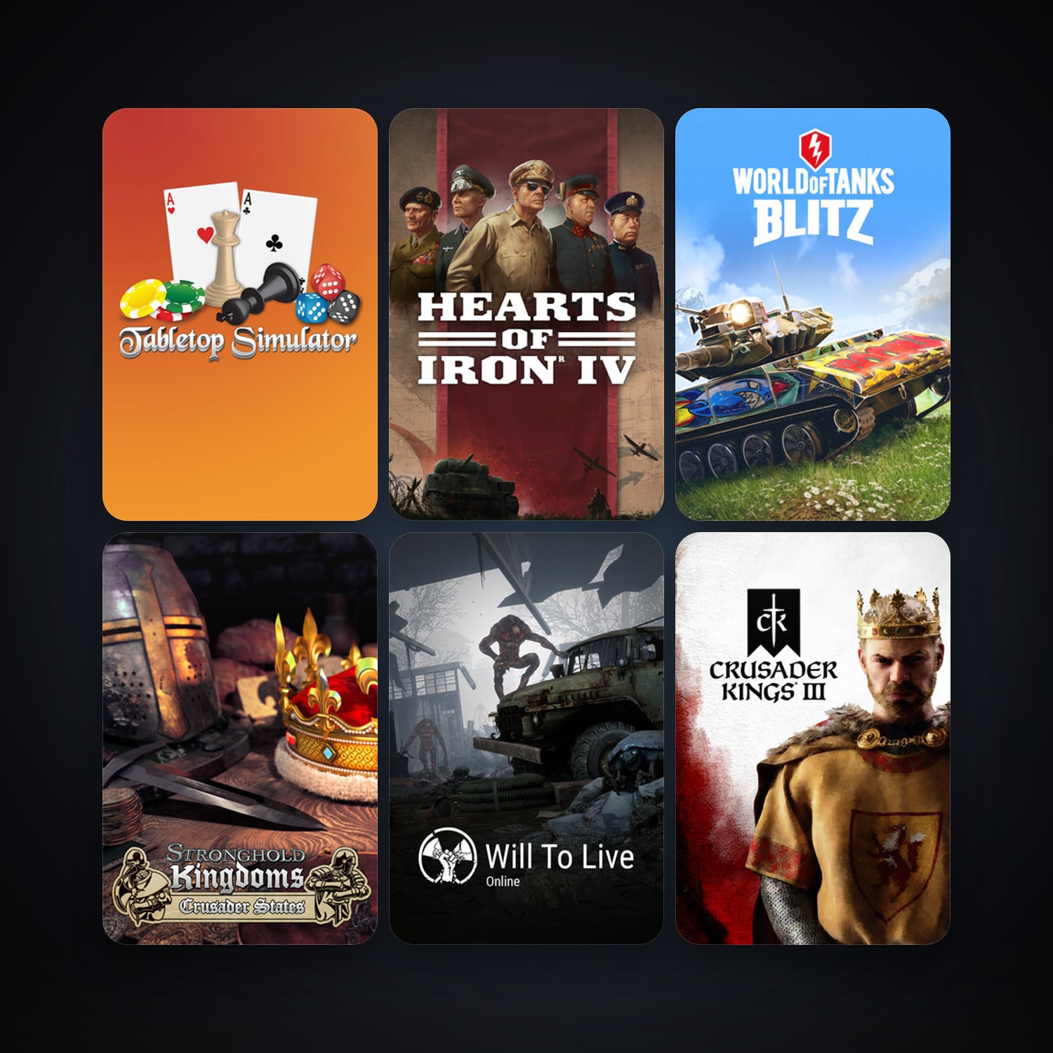 Stronghold Kingdoms + Tabletop Simulator, 102 games, Steam 11, clean — HabibiAccounts