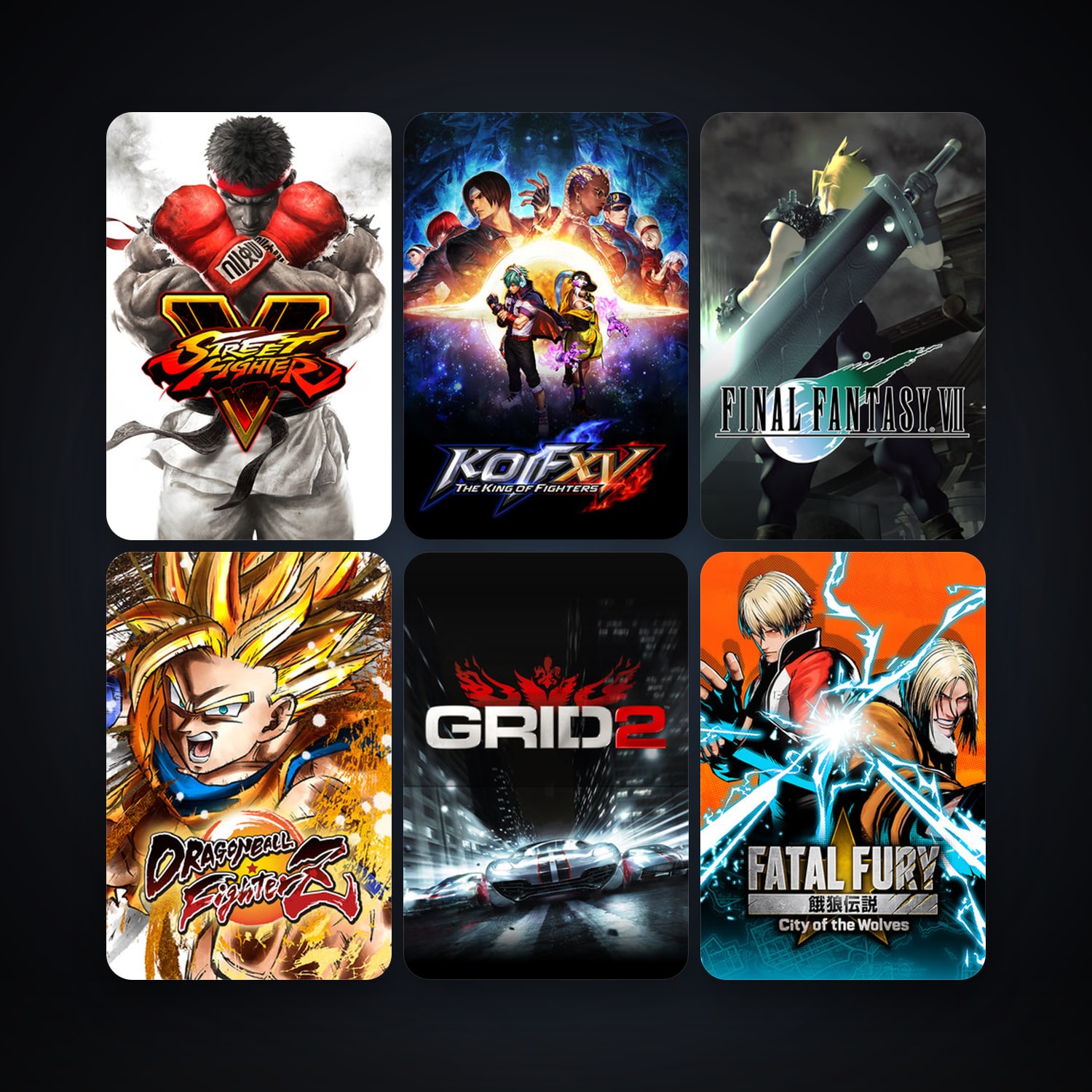 FINAL FANTASY VII + GRID 2, 12 games, clean — HabibiAccounts