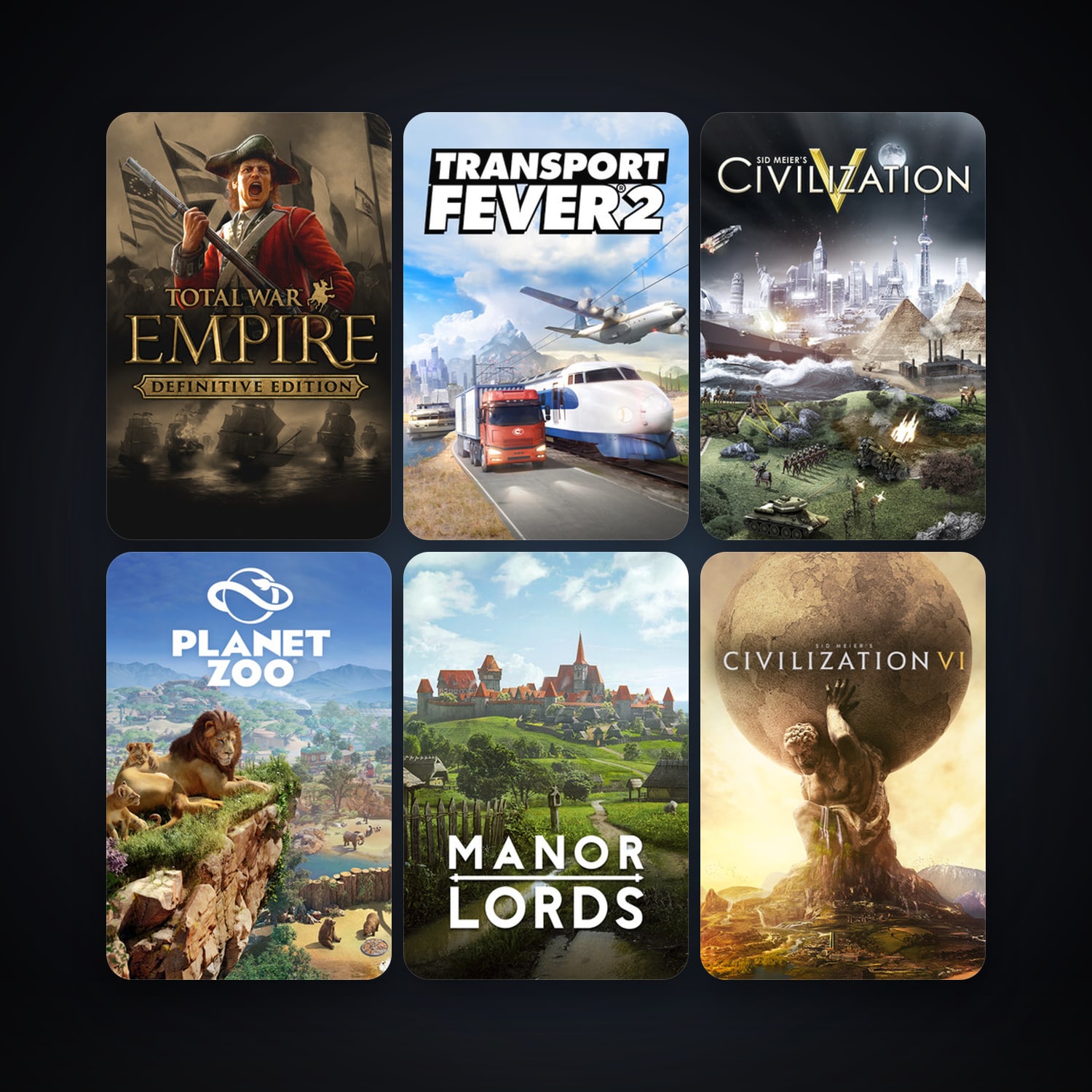 Sid Meier's Civilization V + Empire: Total War, 12 games, clean — HabibiAccounts
